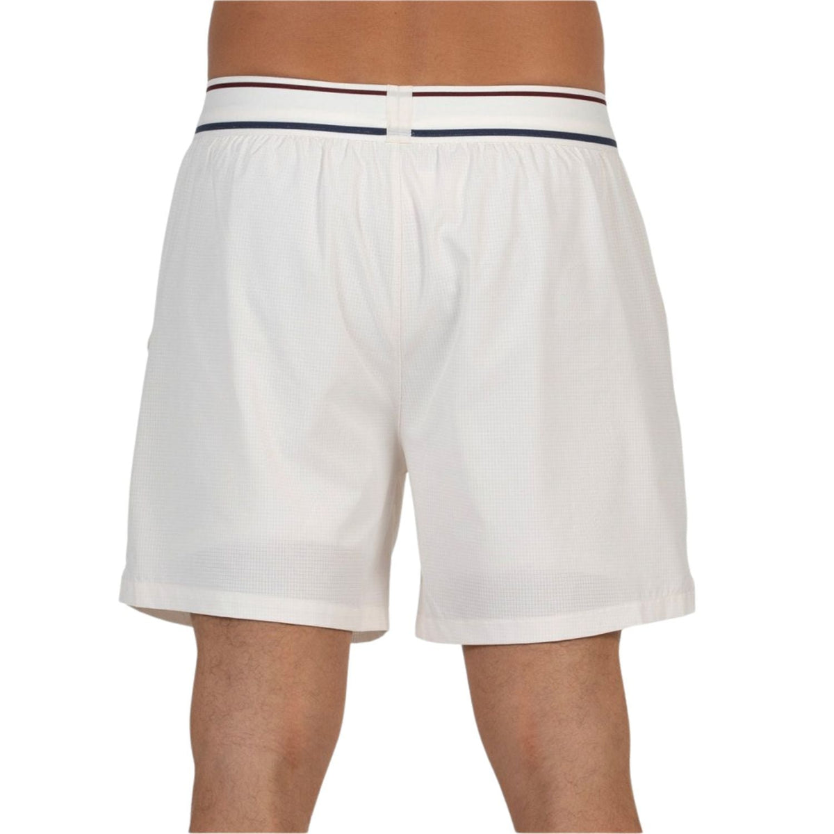 Witte Bullpadel Alu short met gestreepte tailleband en trekkoord, gedragen door model