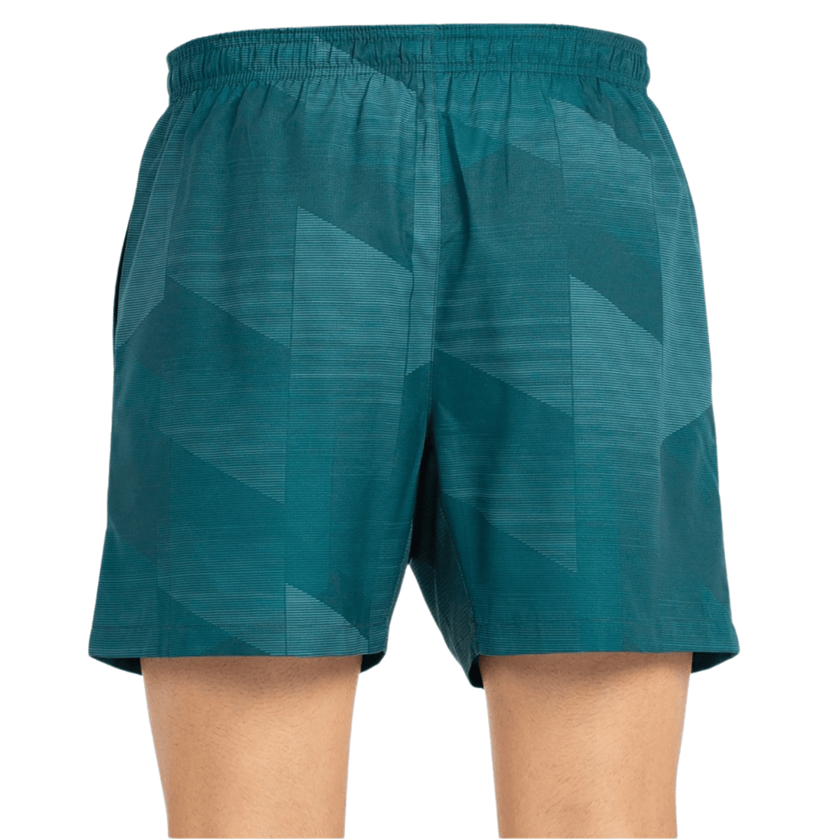 Schuin aanzicht van de petrolgroene Bullpadel Short Lleno met donkere vlakkenprint