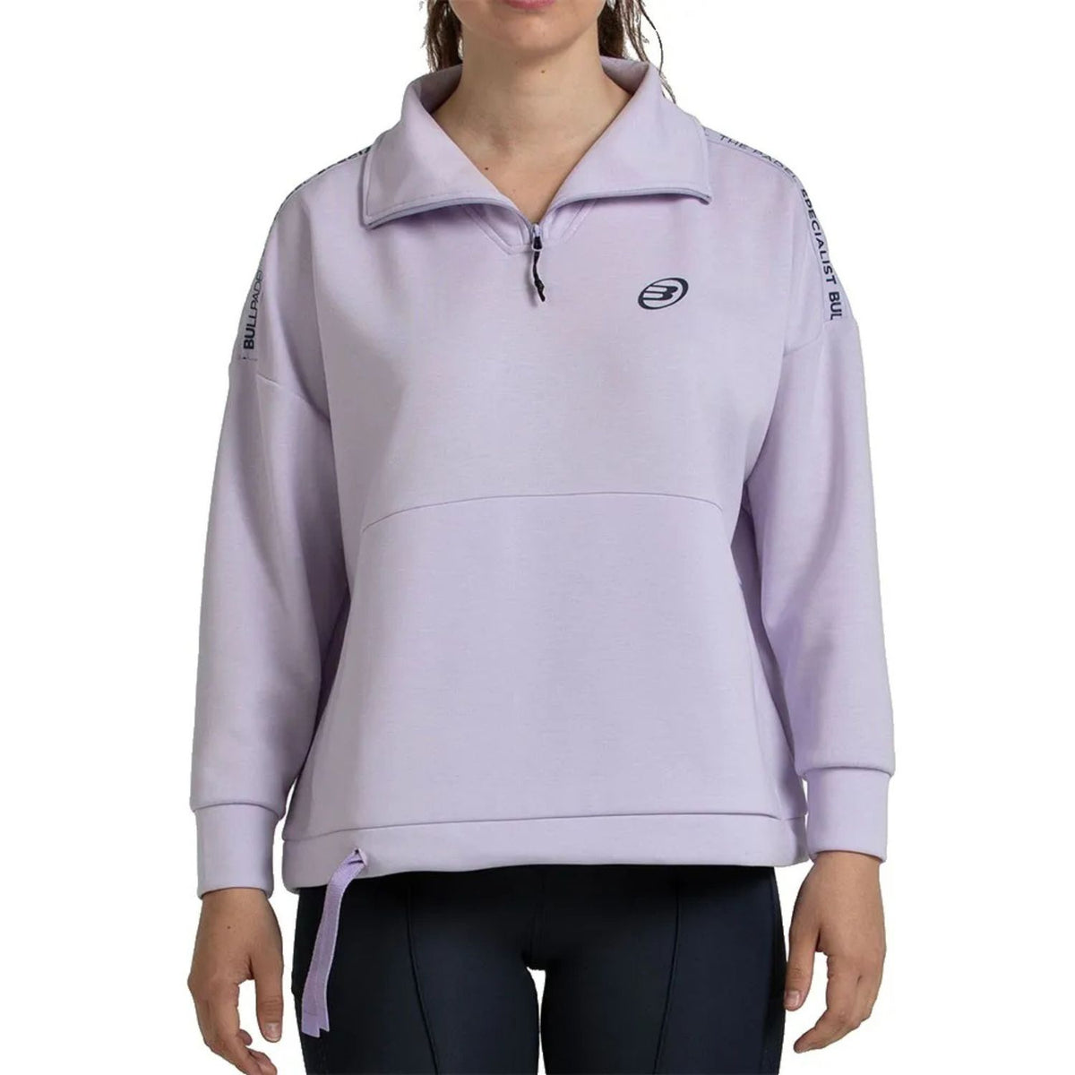 Bullpadel Alasia sweater voor dames in lila, vooraanzicht met halve rits