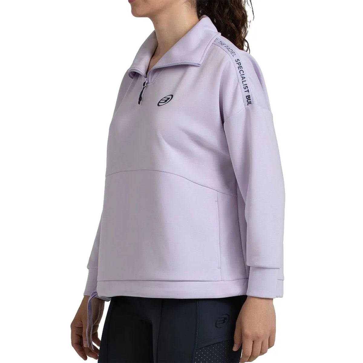 Lila Bullpadel Alasia sweater schuin met logo op de borst