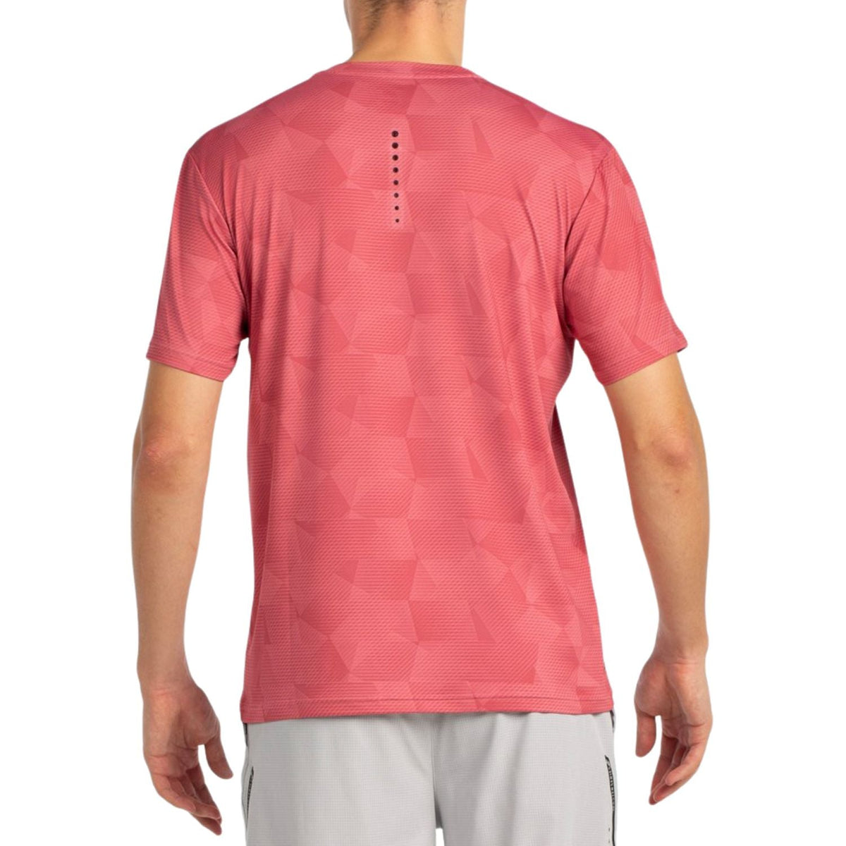 Achterzijde van het koraalroze Bullpadel T-Shirt Macondo met stippenrij op de rug