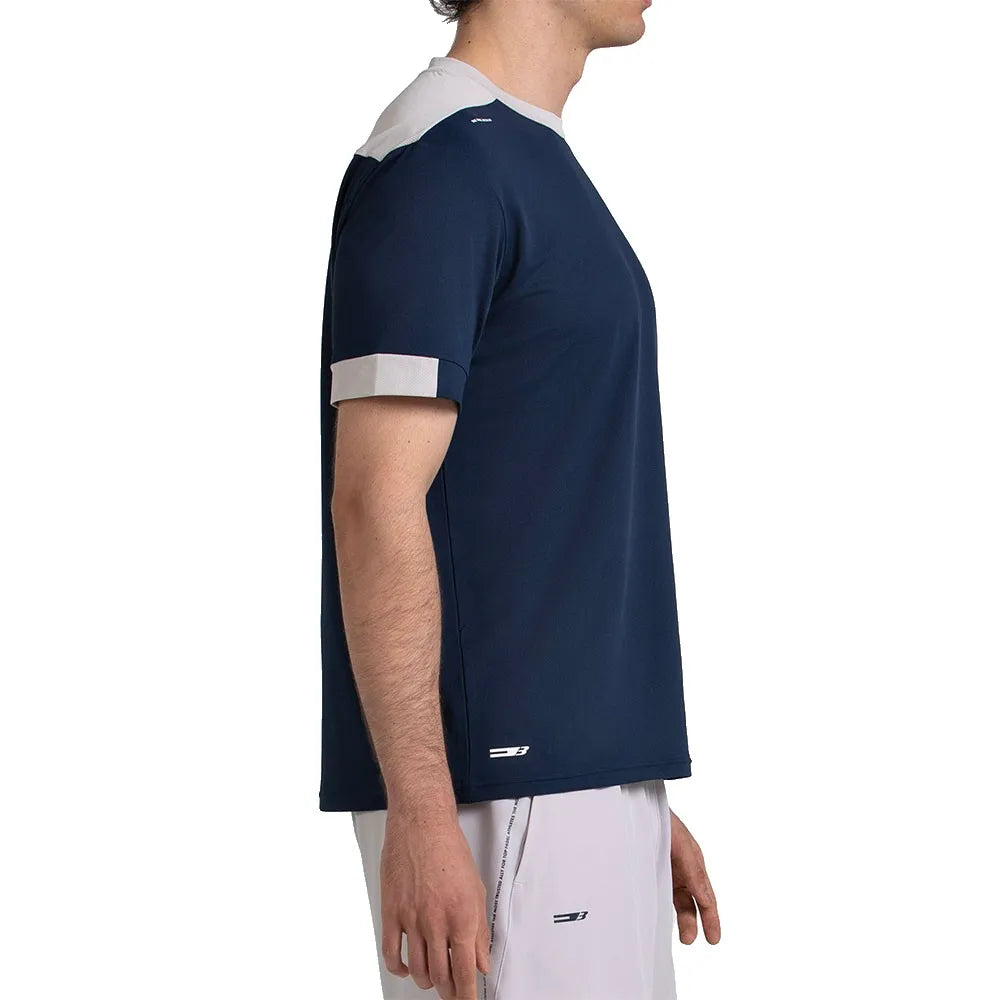 Donkerblauw Bullpadel Mananu T-shirt van opzij gedragen