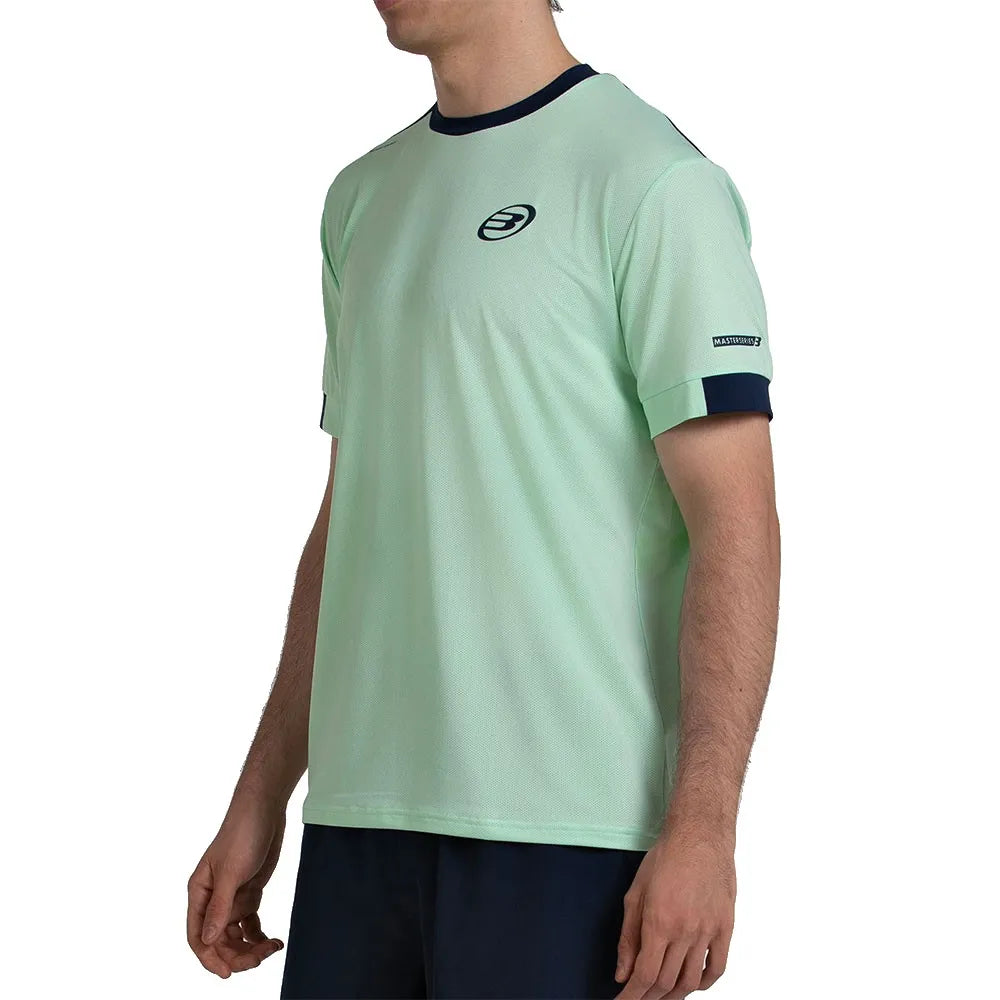 Mintgroen Bullpadel Mananu T-shirt schuin met contrastboorden