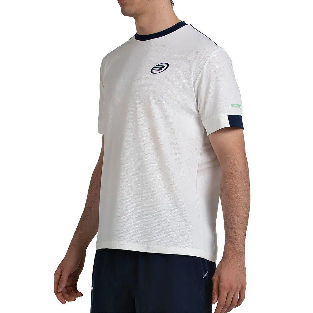 Wit Bullpadel Mananu T-shirt schuin met logo op de borst