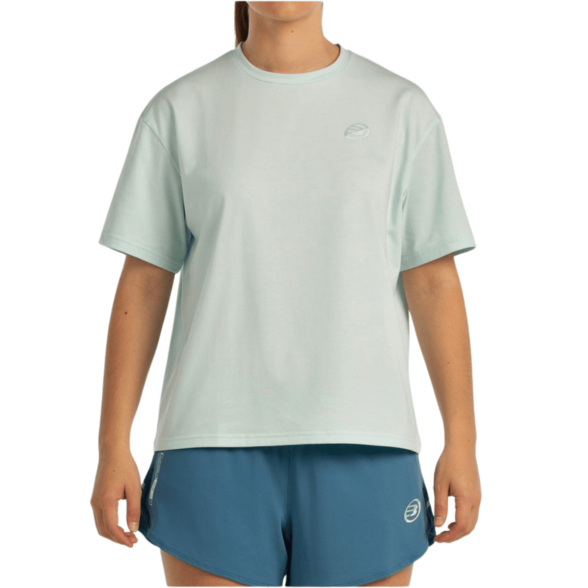 Vooraanzicht van het mintgroene Bullpadel T-Shirt Oyeme voor dames met ruime snit