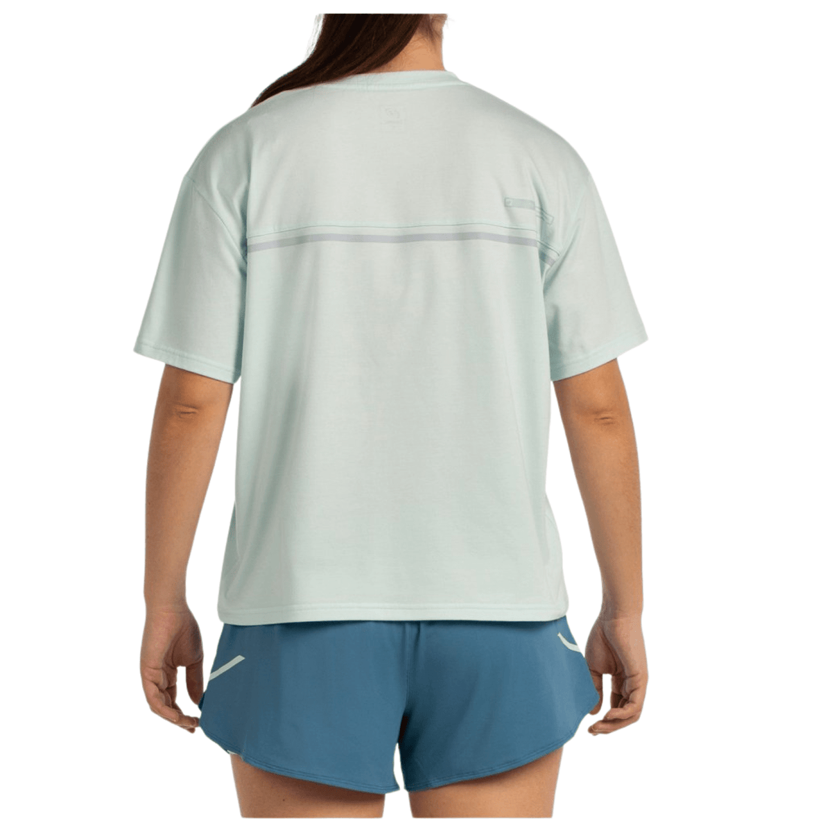 Achterzijde van het mintgroene Bullpadel T-Shirt Oyeme met streep over de rug