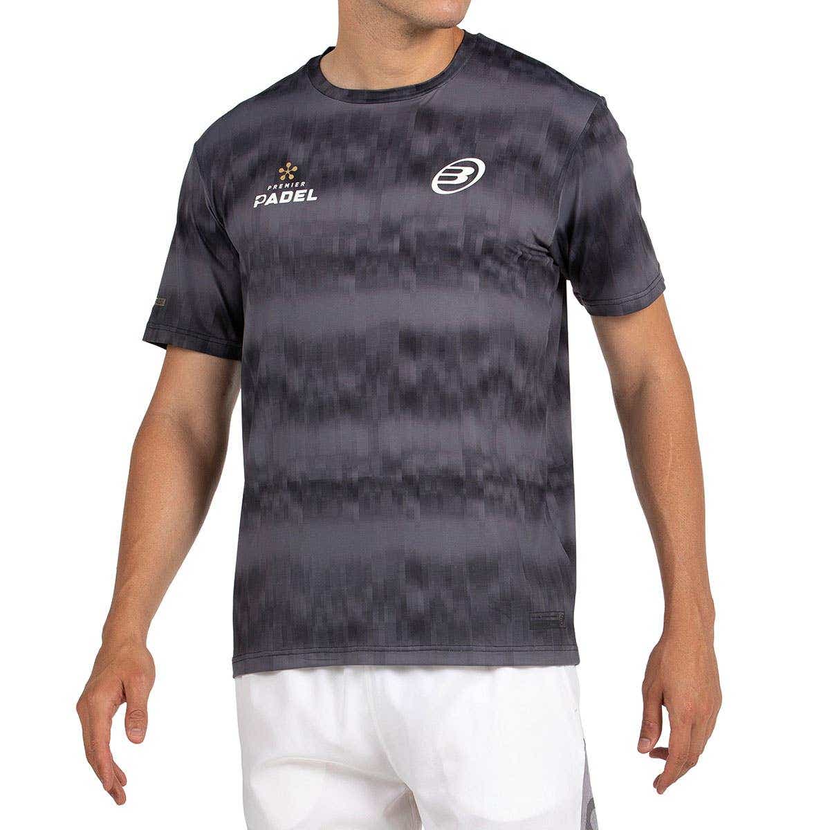 Donkergrijs Bullpadel Pasco T-shirt recht van voren met logo op de borst