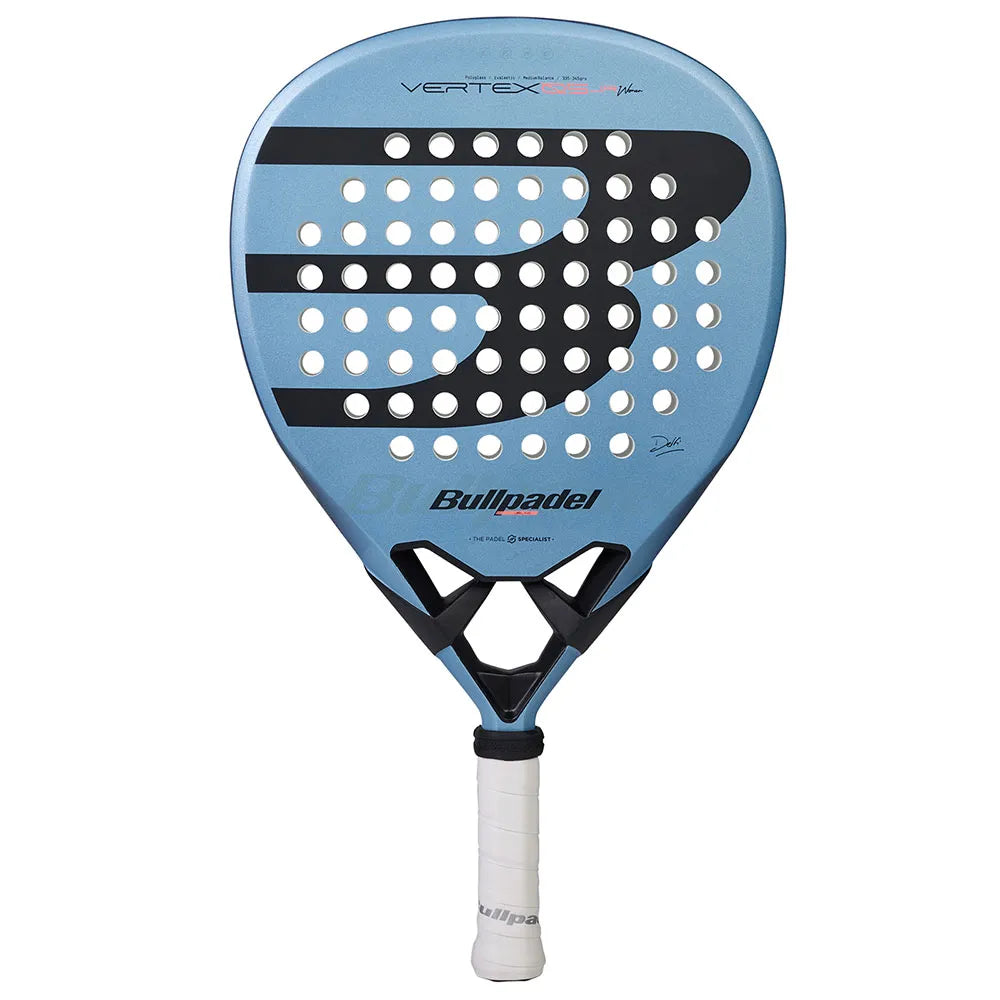 Bullpadel Vertex JR 26 junior padelracket in lichtblauw met zwart, vooraanzicht
