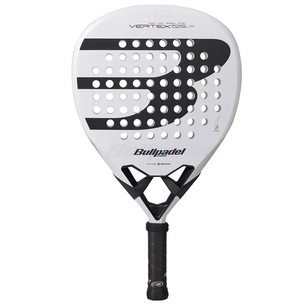 Bullpadel Vertex JR 26 junior padelracket in wit met zwart, vooraanzicht