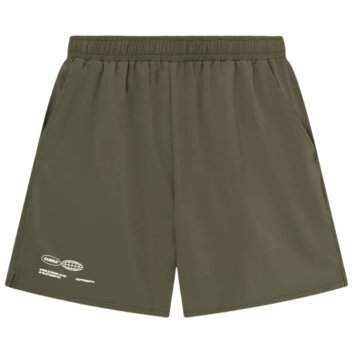 Cuera Active Globe short voor heren in olijfgroen, vooraanzicht met logoprint
