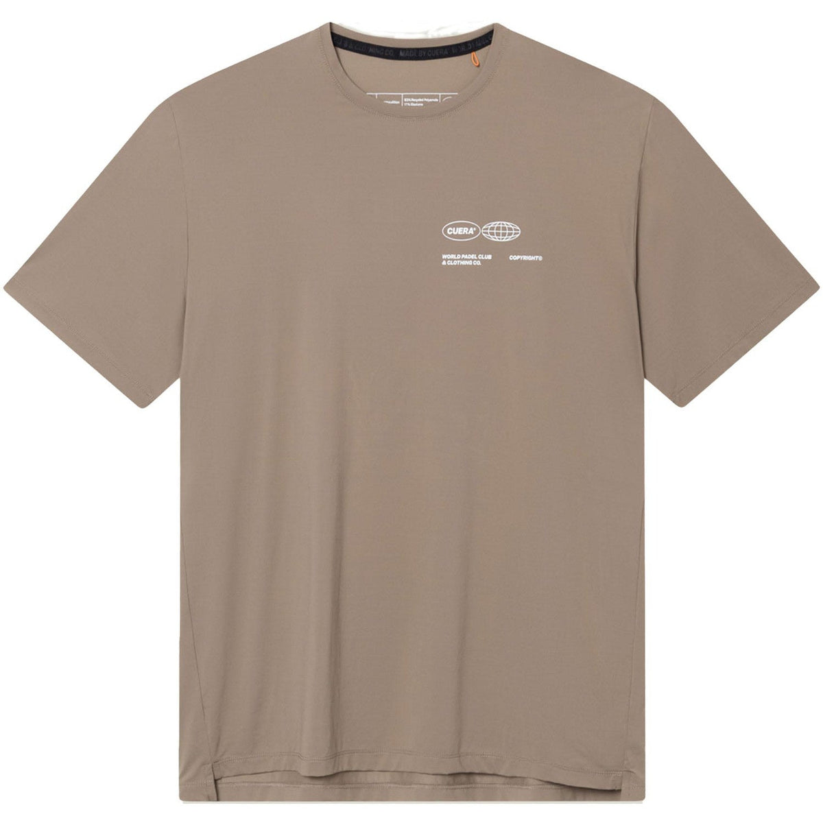 Cuera Oncourt Airy Logo T-shirt voor heren in beige, vooraanzicht met klein logo op de borst