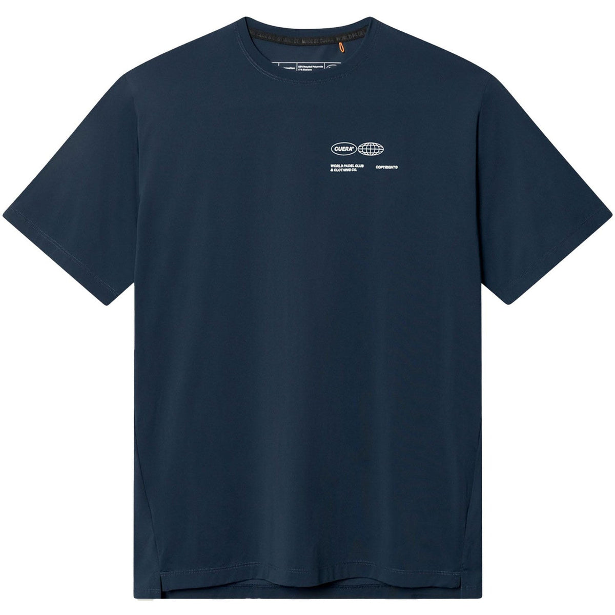 Cuera Oncourt Airy Logo T-shirt voor heren in donkerblauw, vooraanzicht met klein borstlogo