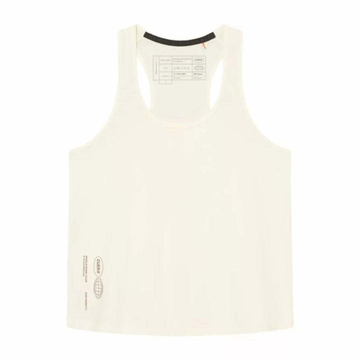 Vooraanzicht van de cremekleurige Cuera Oncourt Airy Tank Top met racerback