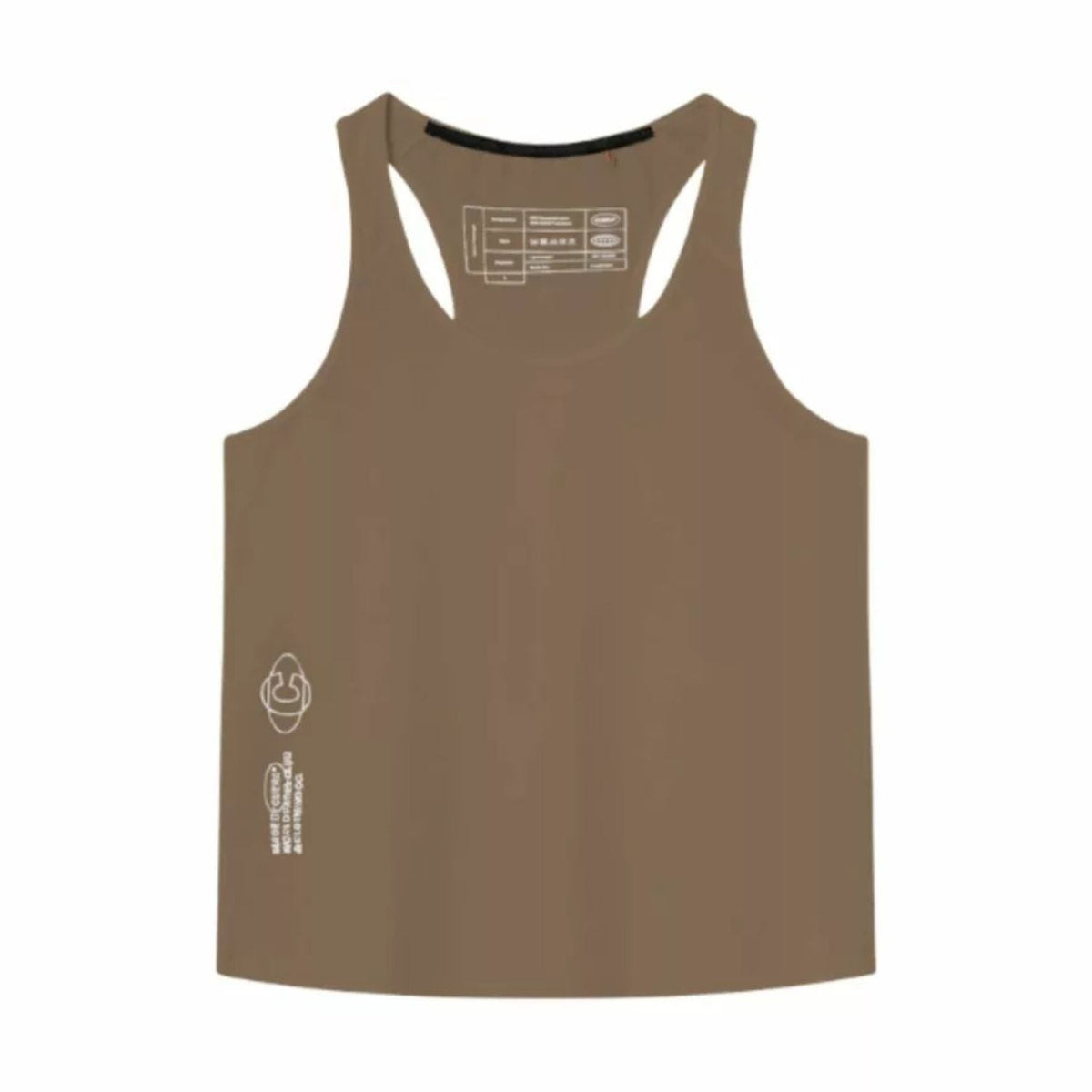 Vooraanzicht van de taupebruine Cuera Oncourt Airy Tank Top met klein borstlogo