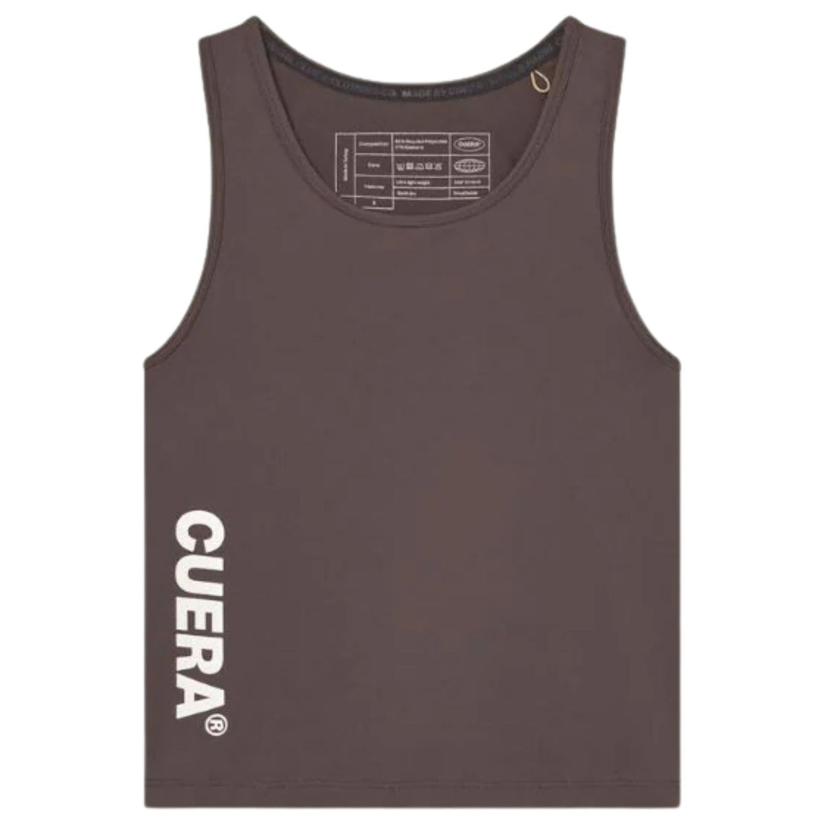 Cuera Oncourt Slim Tank Top voor dames in donkerbruin, vooraanzicht met CUERA-logo