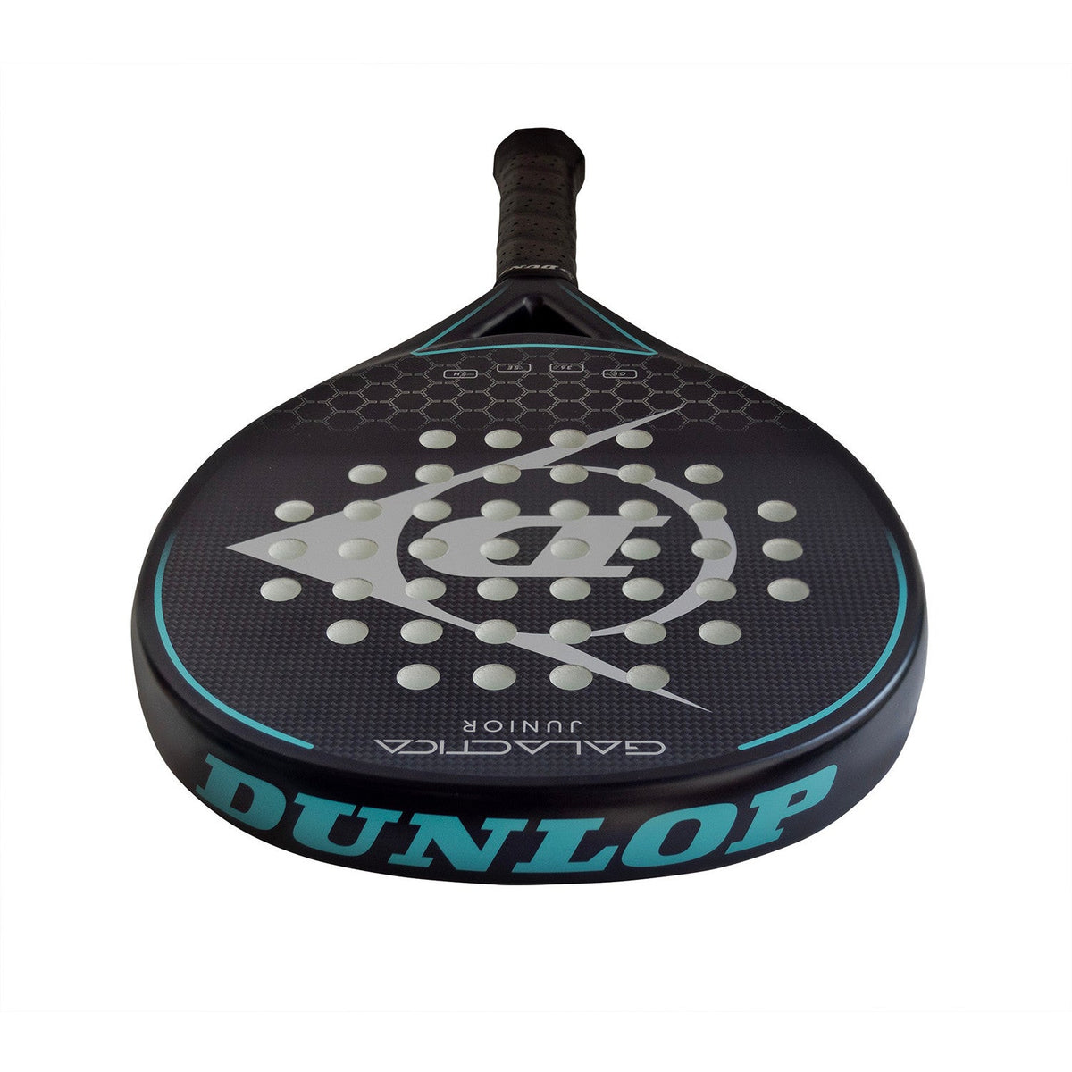 Bovenaanzicht van het Dunlop Galactica Junior 2025 met Dunlop-opdruk op de framerand