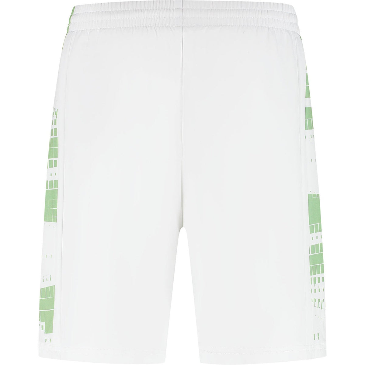 Achteraanzicht van de witte Dunlop Game short met groene zijprint
