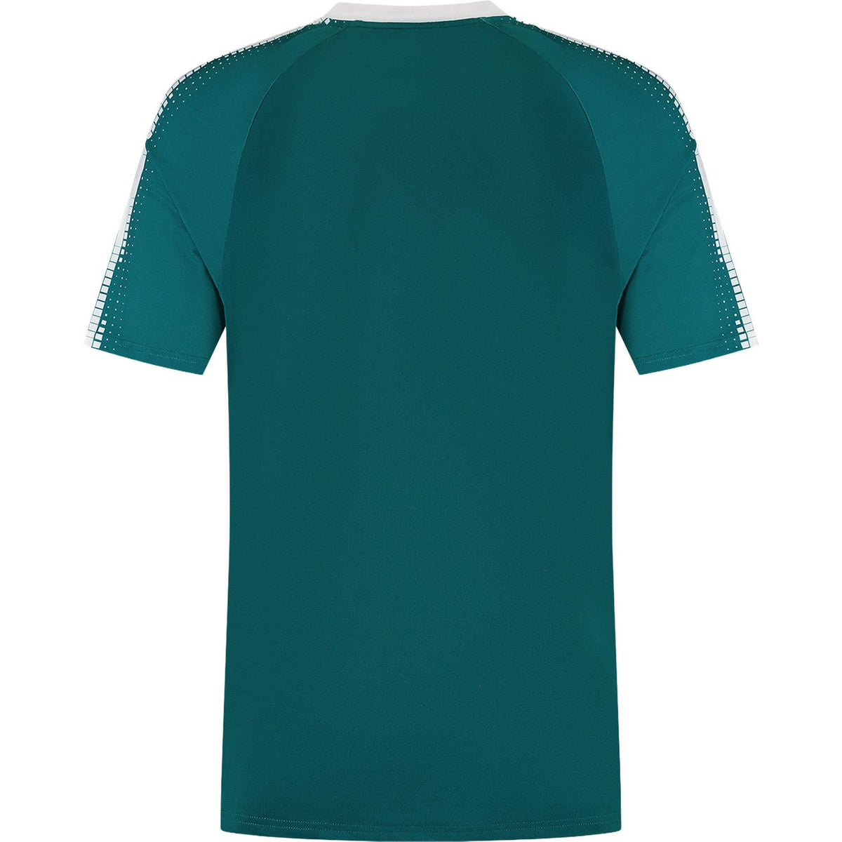 Dunlop Mens Game Tee 2 White/Shaded Spruce, vedere din spate în verde petrol cu imprimeu alb pe umăr