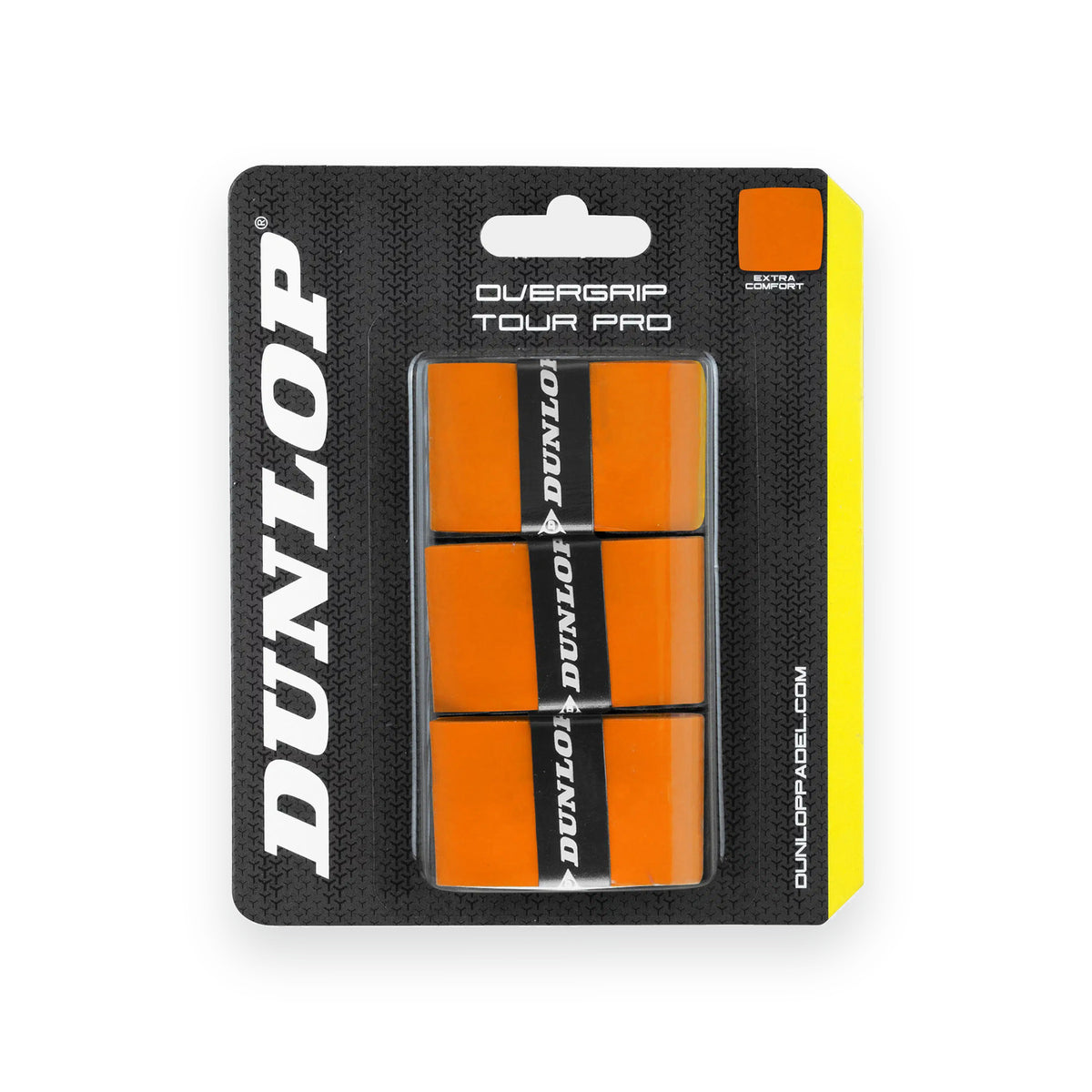 Dunlop Tour Pro Overgrip Oranje, verpakking met drie overgrips