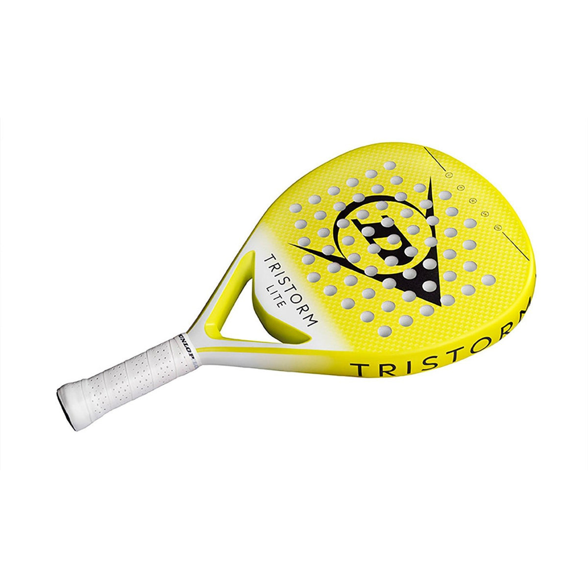 Dunlop Tristorm Lite 2025, quer liegend mit Tristorm-Aufdruck auf der gelben Schlagfläche