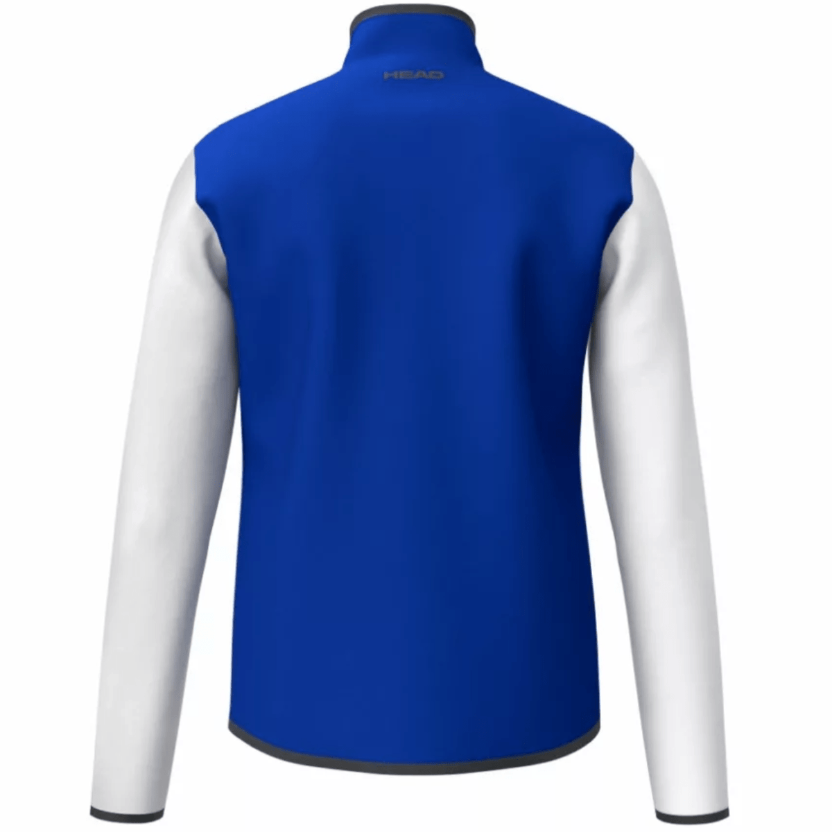 Achterzijde van het kobaltblauwe Head Club 25 Jacket met witte mouwen en rechte zoom
