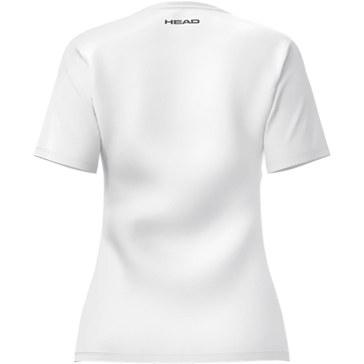 Achterzijde van het witte Head Club 25 Tech T-shirt voor dames met HEAD-logo
