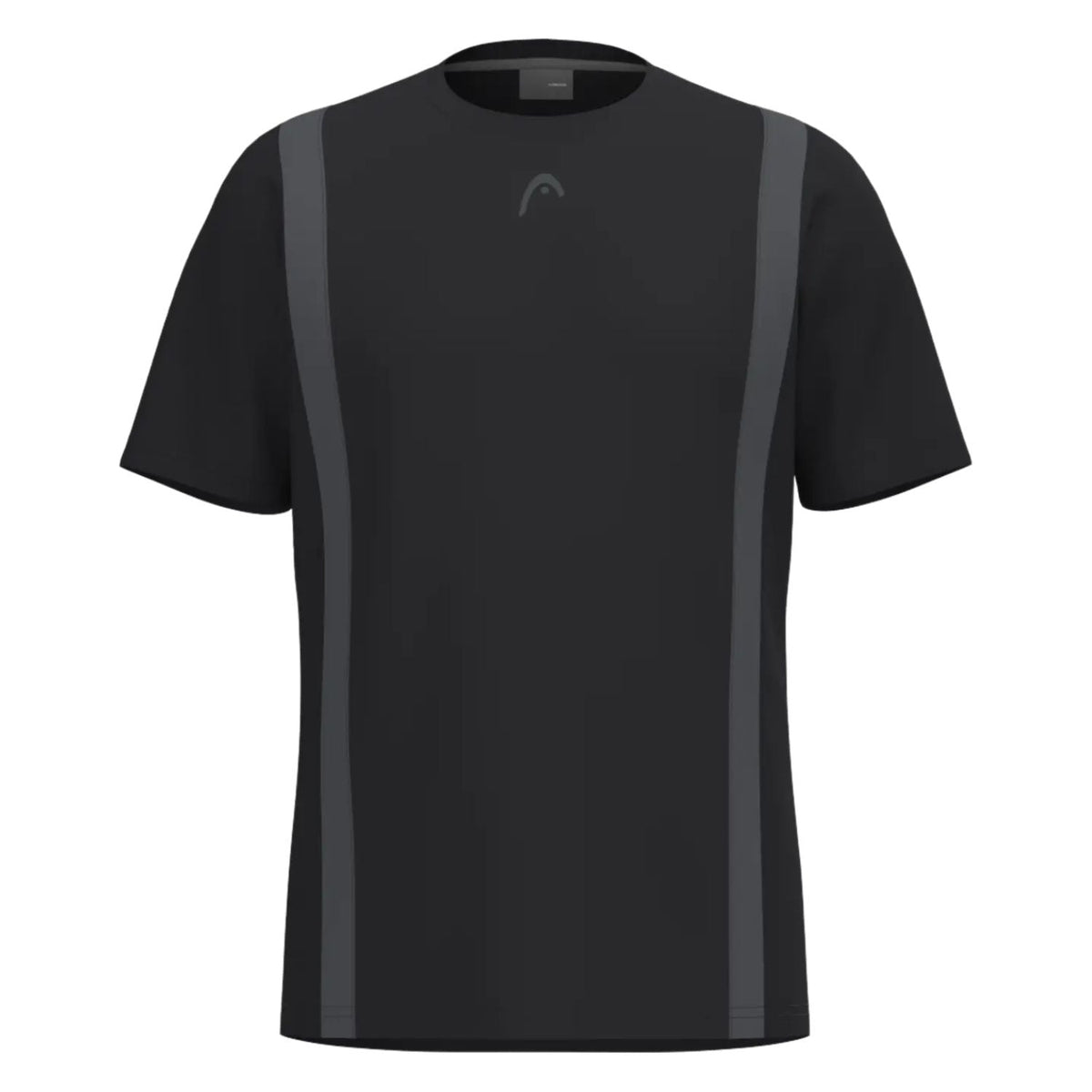 Head Club 25 Tech T-Shirt heren in Black - vooraanzicht met grijze zijpanelen