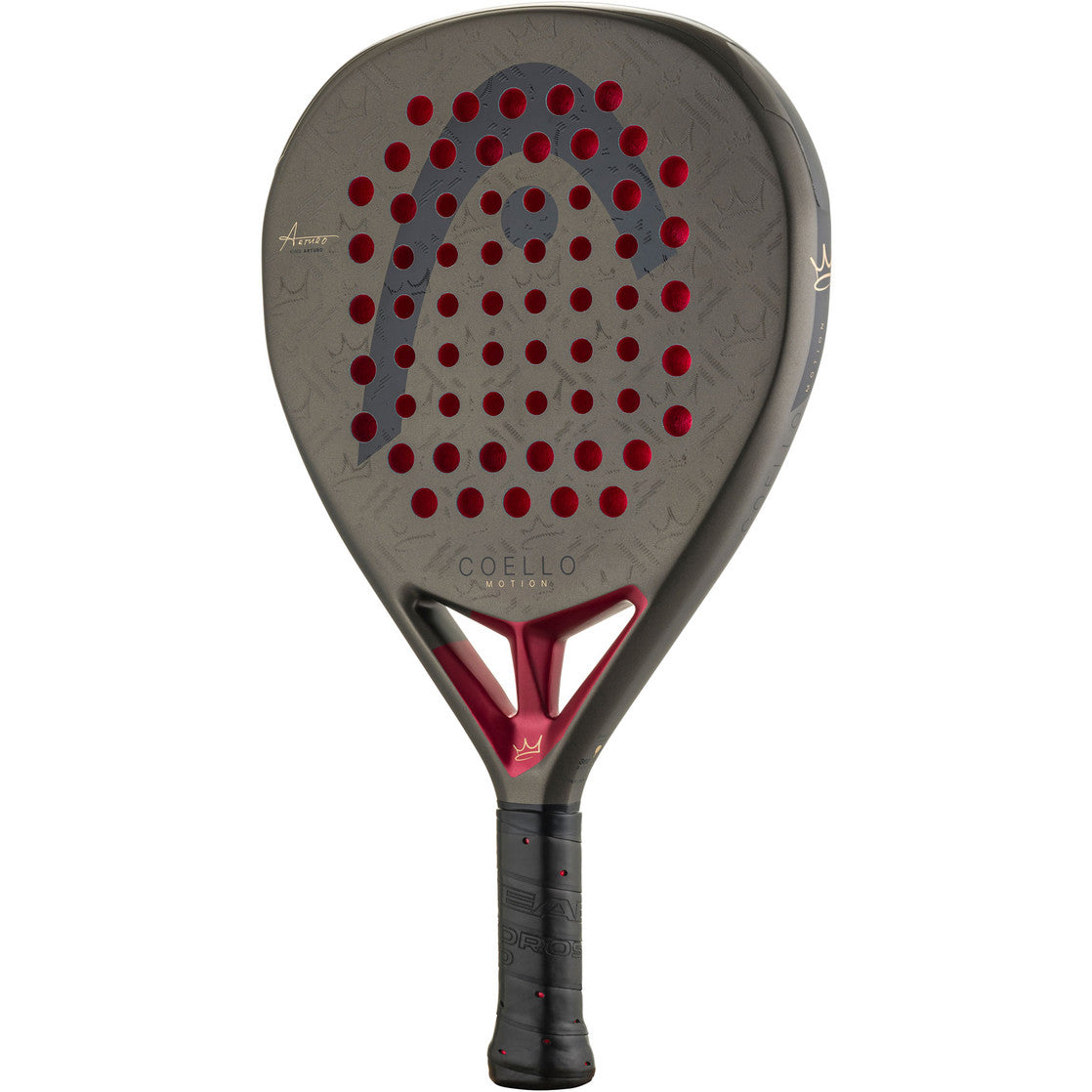 Achterzijde van het HEAD Coello Motion 2026 padelracket in donkergrijs