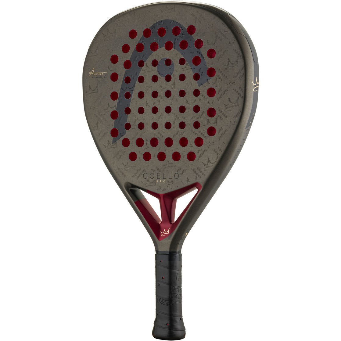 Achterzijde van het HEAD Coello Pro 2026 padelracket met bordeauxrode gaten