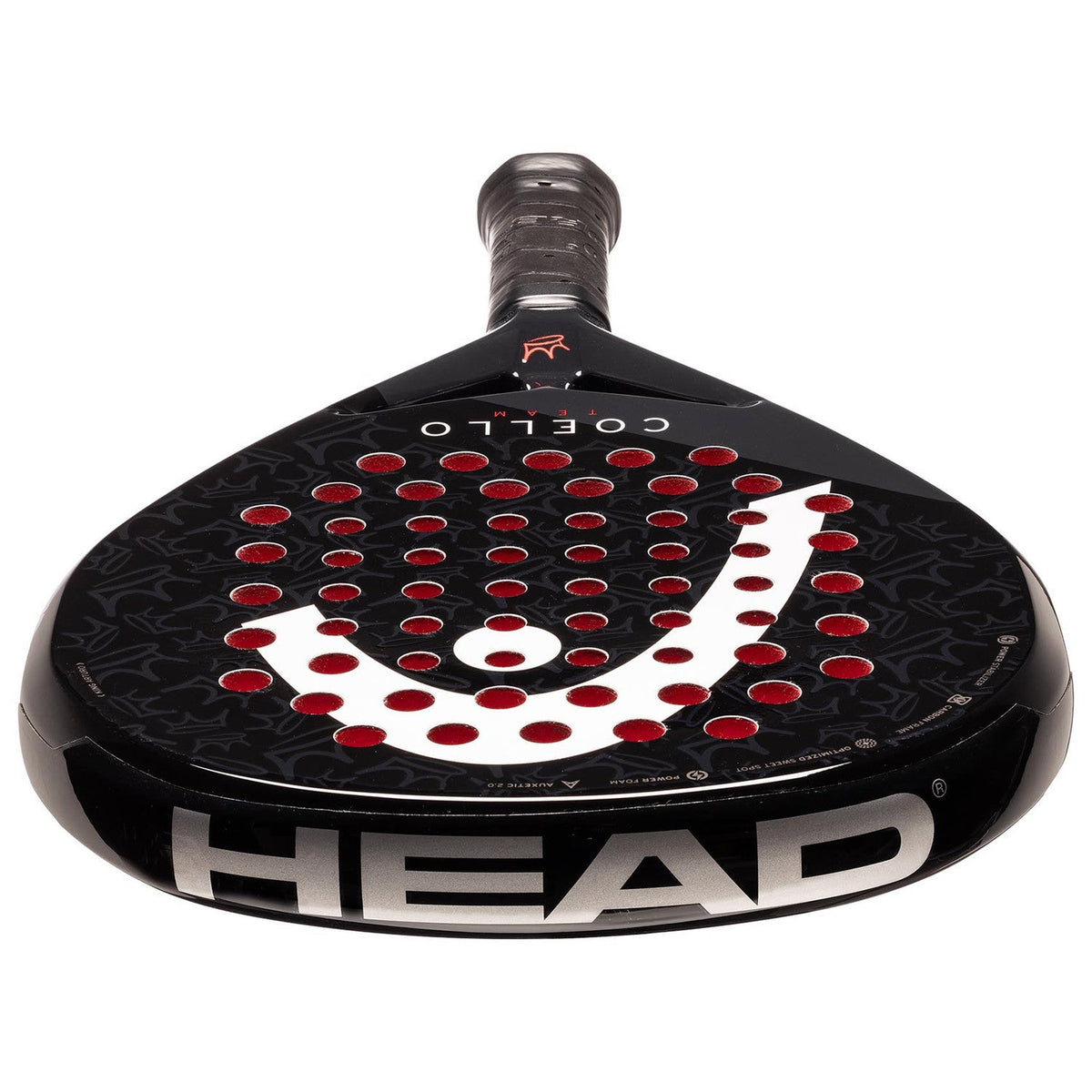 Bovenaanzicht van het Head Coello Team 2025 met groot HEAD-logo op de framerand