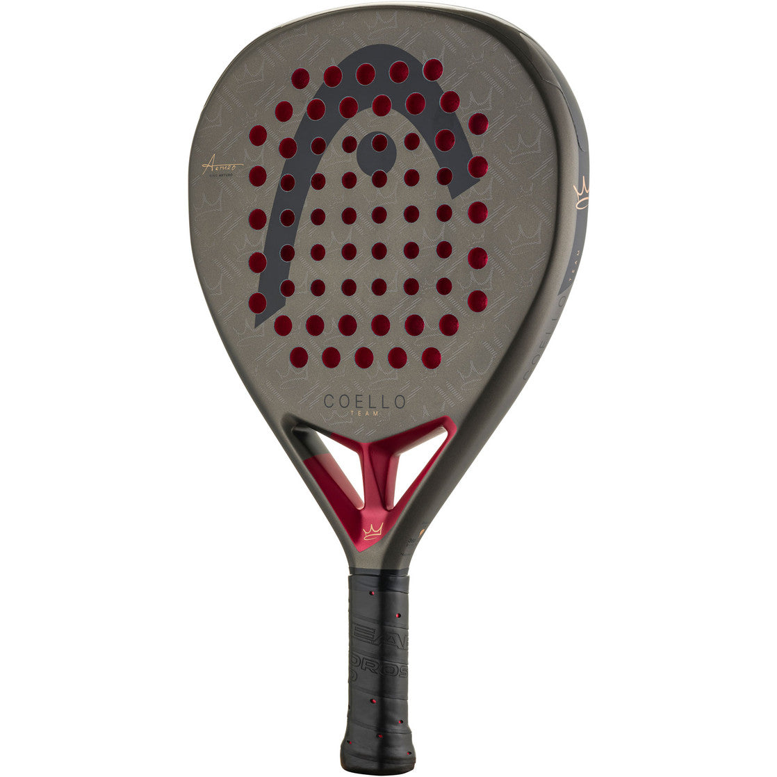 Achterzijde van het HEAD Coello Team 2026 padelracket in donkergrijs