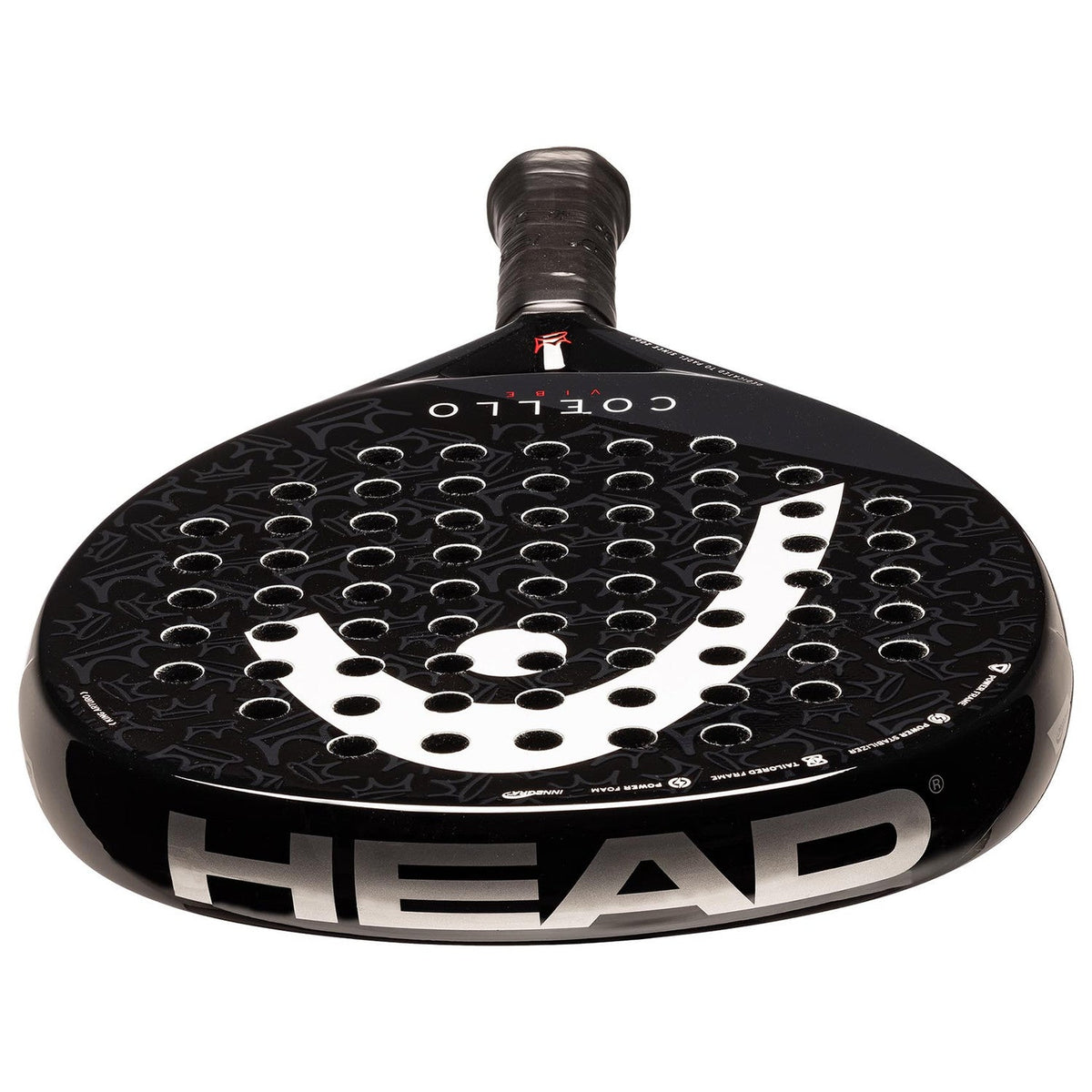Bovenaanzicht van het Head Coello Vibe 2025 met groot HEAD-logo op de framerand