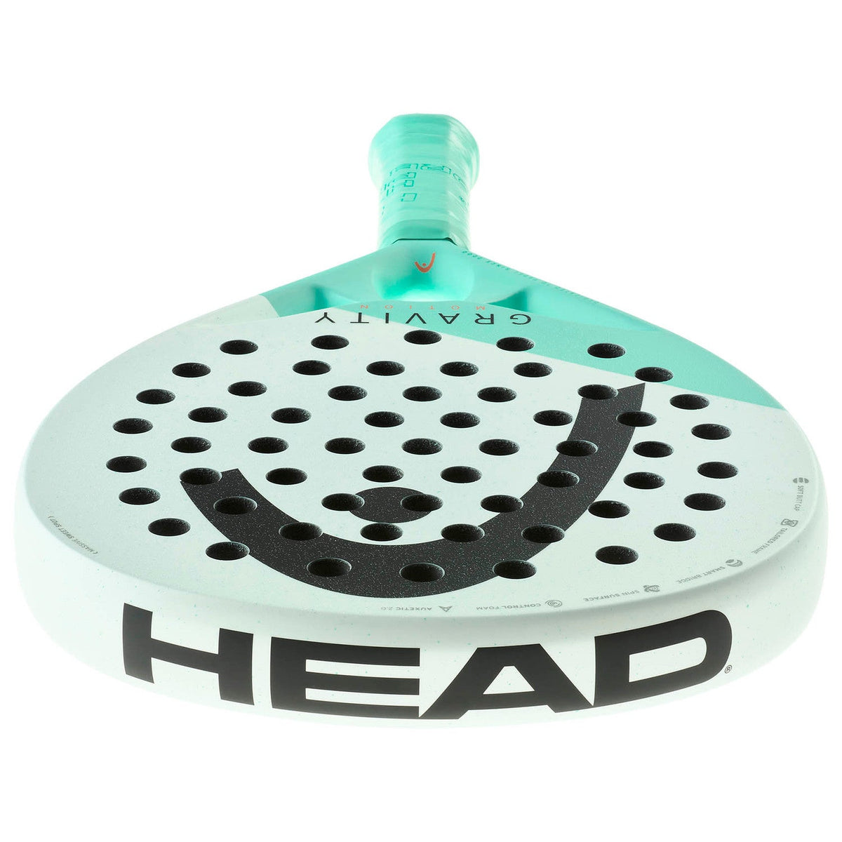 Bovenaanzicht van het Head Gravity Motion 2024 met groot HEAD-logo op de framerand