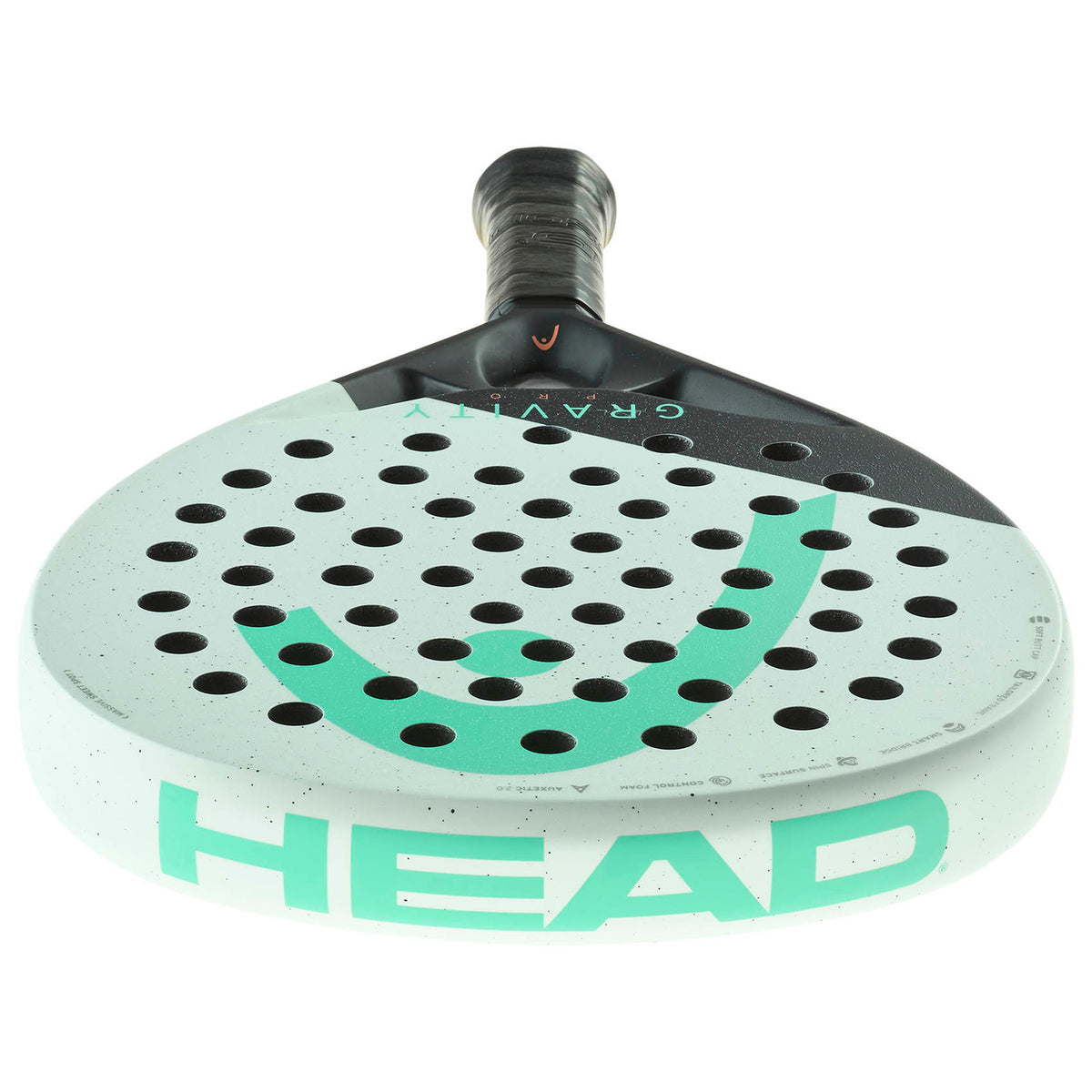 Bovenaanzicht van de Head Gravity Pro 2024 met mintgroene HEAD-wordmark