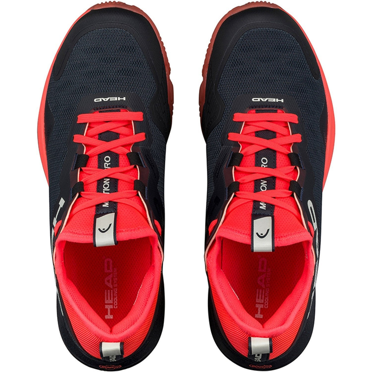 Head Motion Pro Padel Black/Red Padel-Schuh für Herren – Draufsicht mit schwarzen Schnürsenkeln