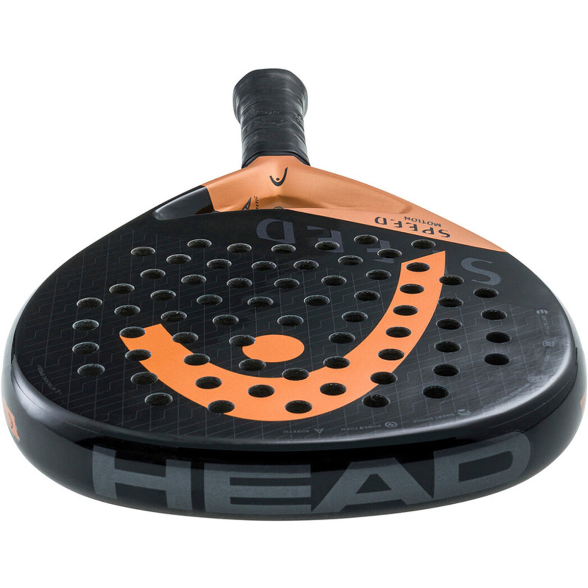 Vista superior de la Head Speed Motion 2023 con el logotipo de Head en el borde del marco