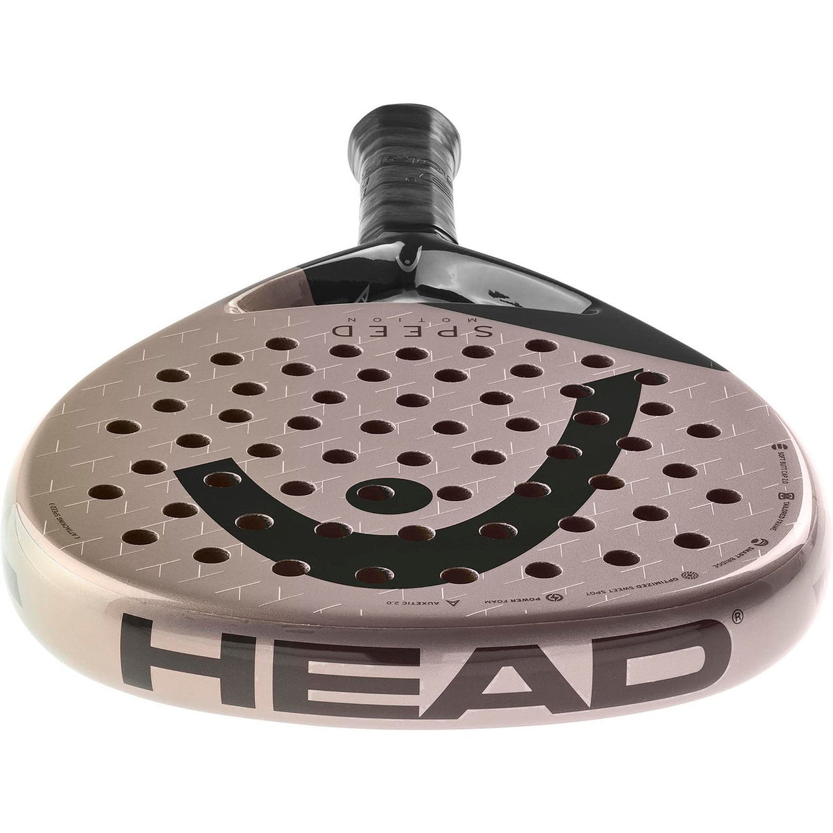 Vue de dessus de la Head Speed Motion 2025 avec un grand logo Head sur le bord du cadre