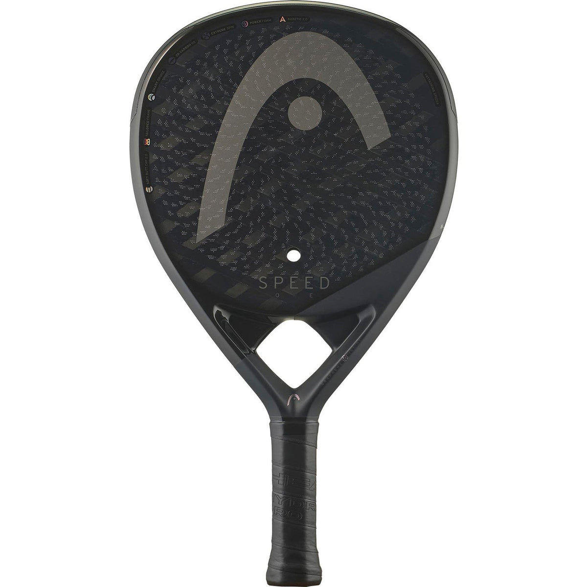 Head Speed One 2025 padelracket in zwart met grijs Head-logo, vooraanzicht