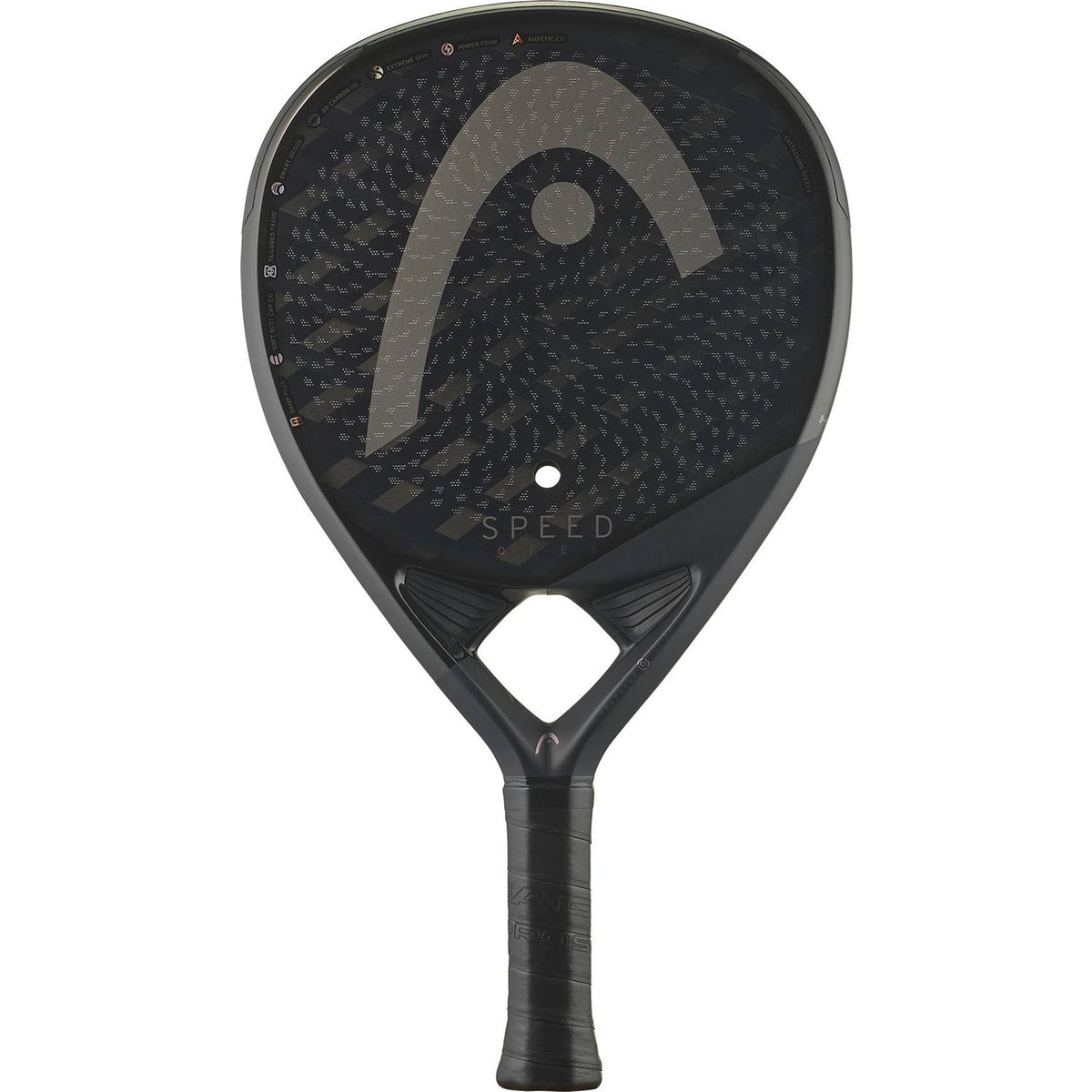 Head Speed One X 2025 padelracket in zwart met grijs Head-logo, vooraanzicht