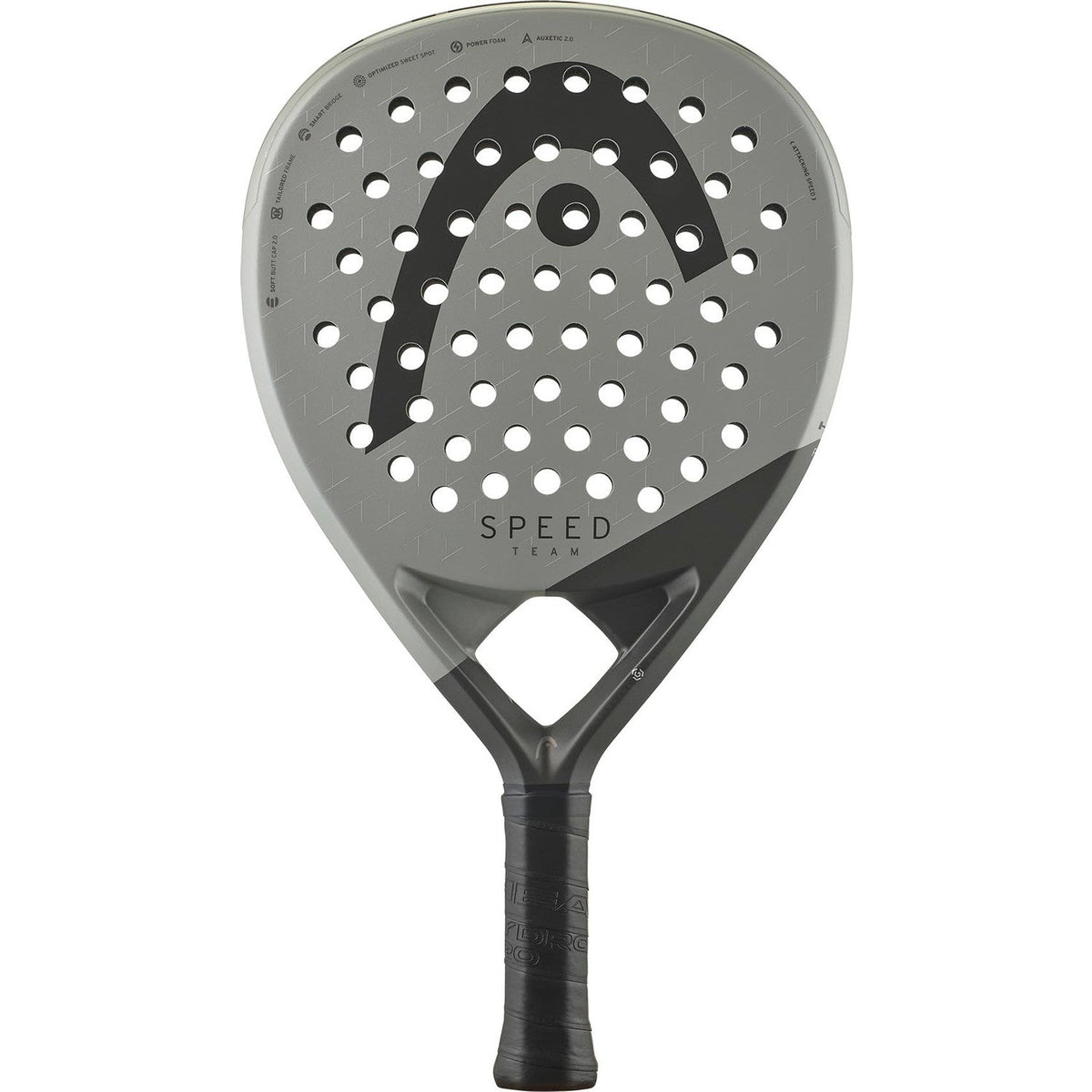 Head Speed Team 2025 Padelschläger in Grau mit schwarzem Head-Logo, Vorderansicht