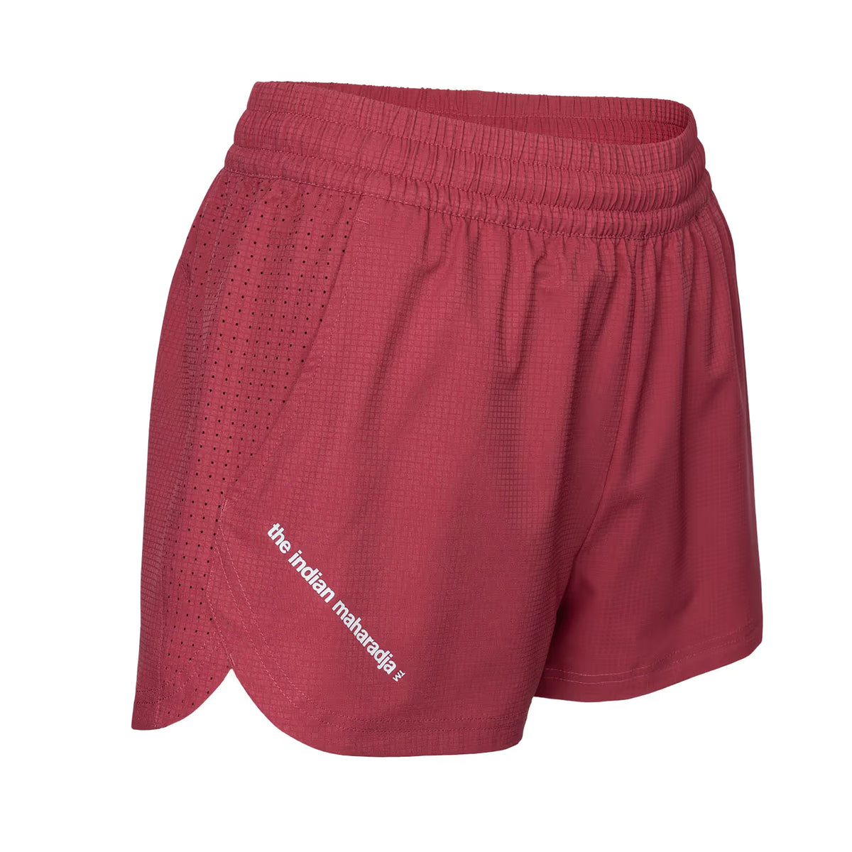 Zijaanzicht van de framboosrode Indian Maharadja Agility short met merknaam