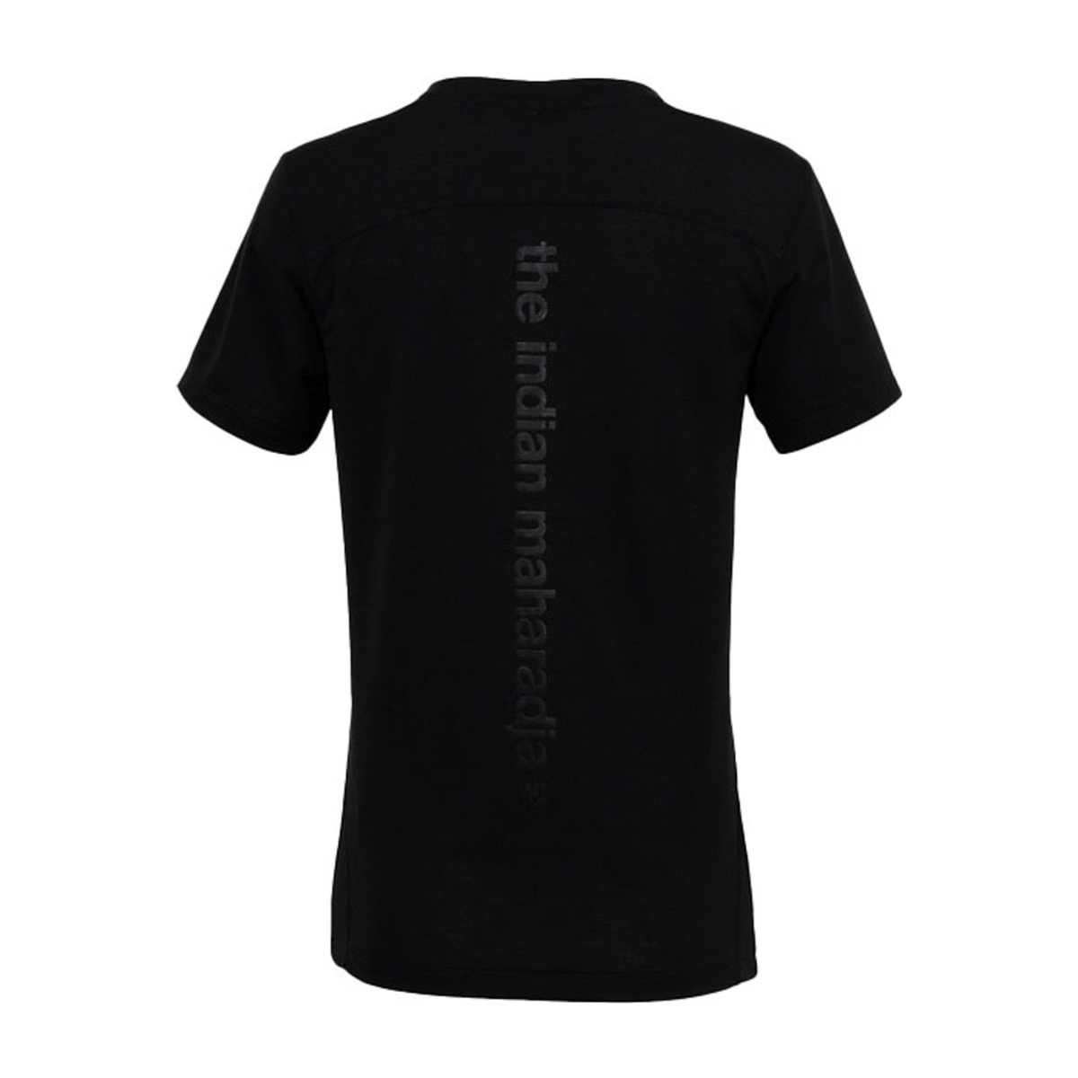 Achterzijde van het zwarte Dry Touch T-shirt met merknaam op de rug