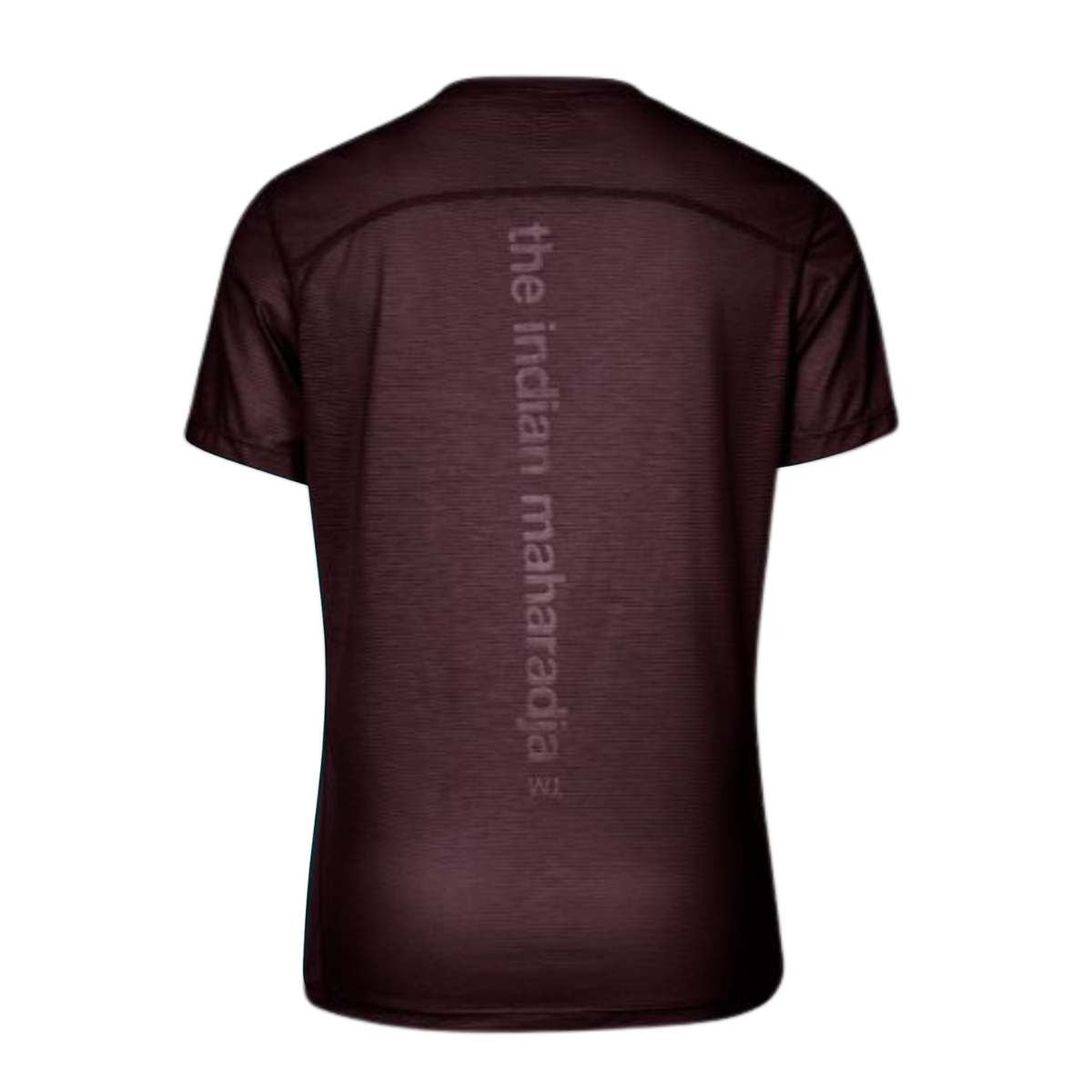 Achterzijde van het bordeauxrode Dry Touch T-shirt met merknaam