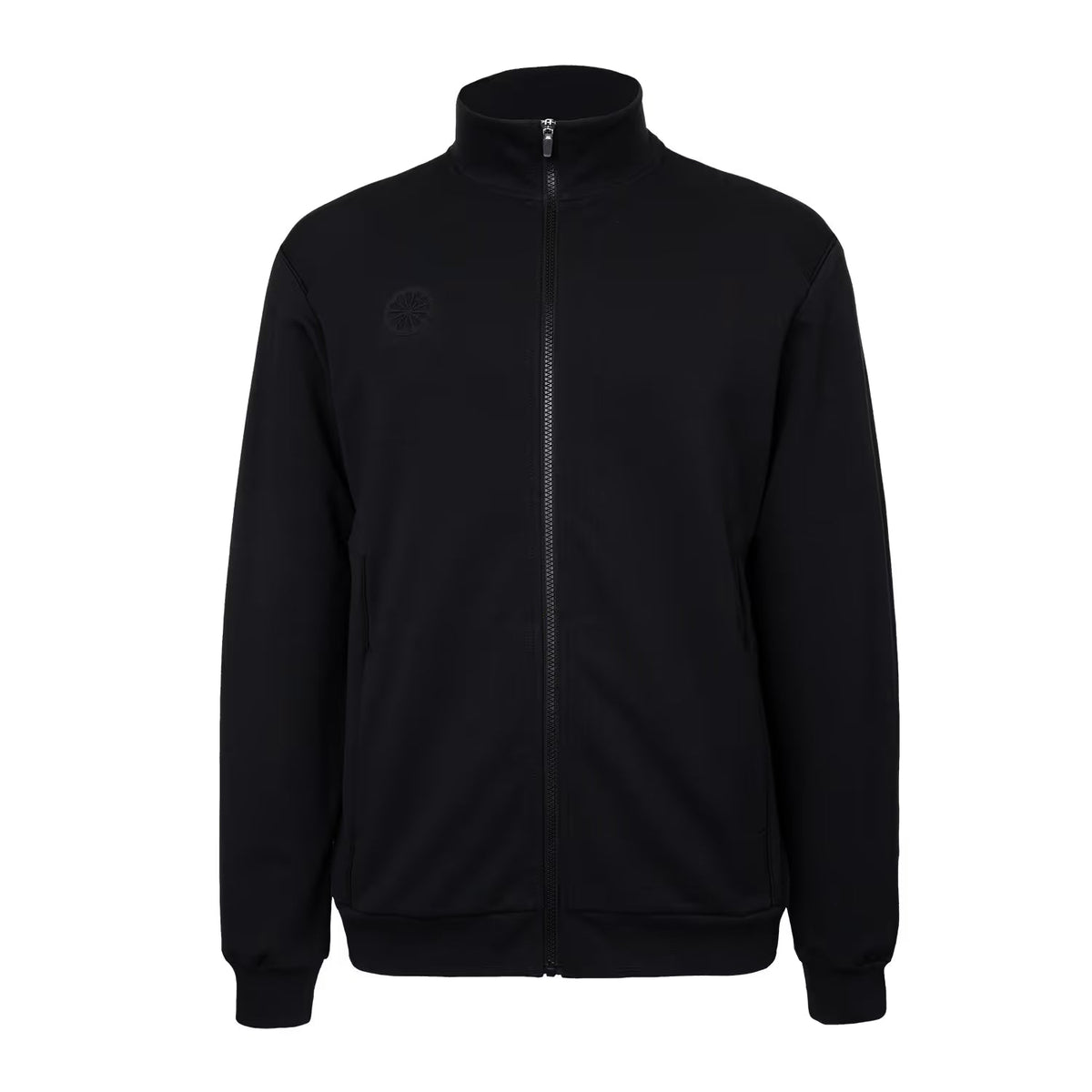 Indian Maharadja Men Track Jacket Black, zwart trainingsjack met opstaande kraag en rits, vooraanzicht