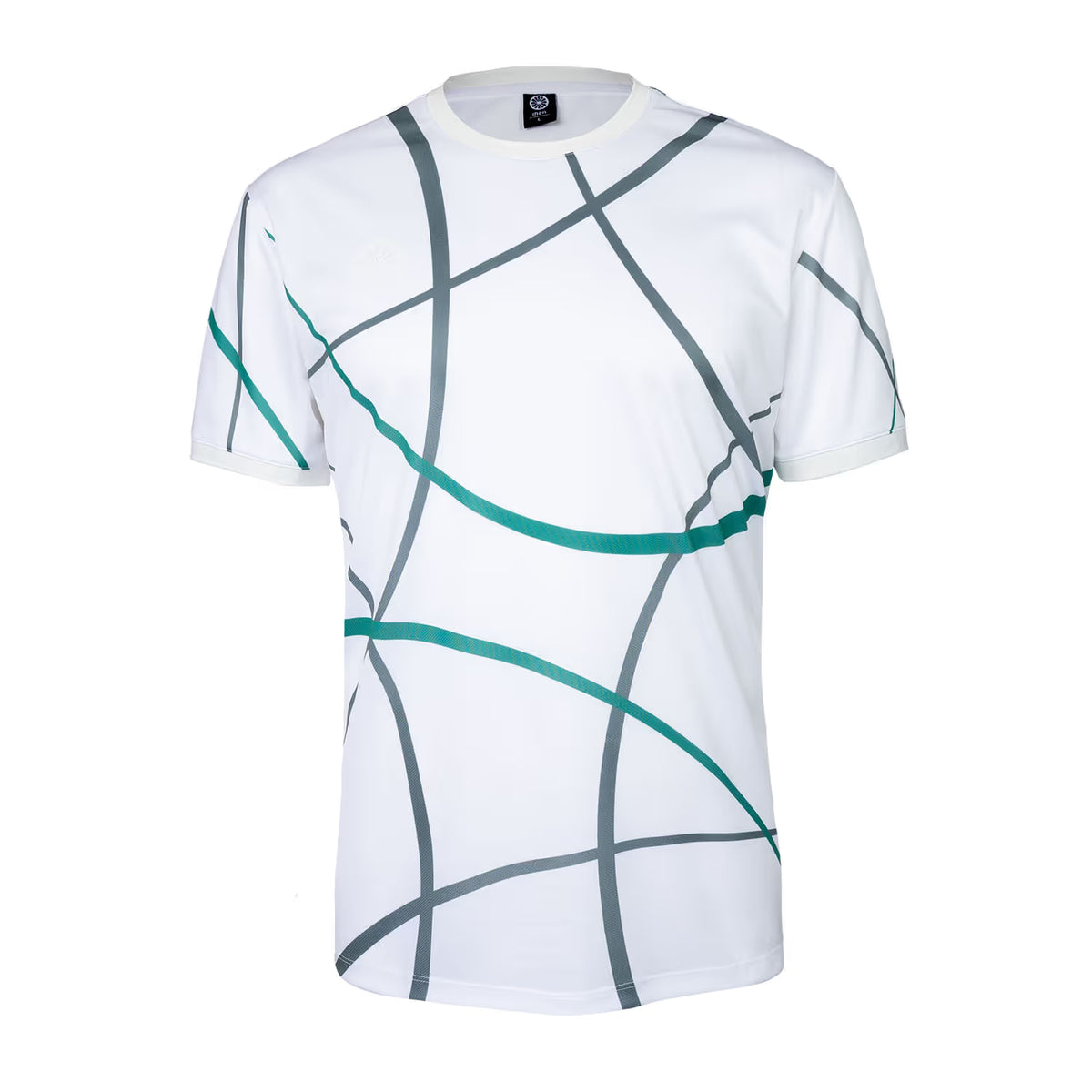 Indian Maharadja Smash T-shirt in wit met groene en grijze lijnenprint