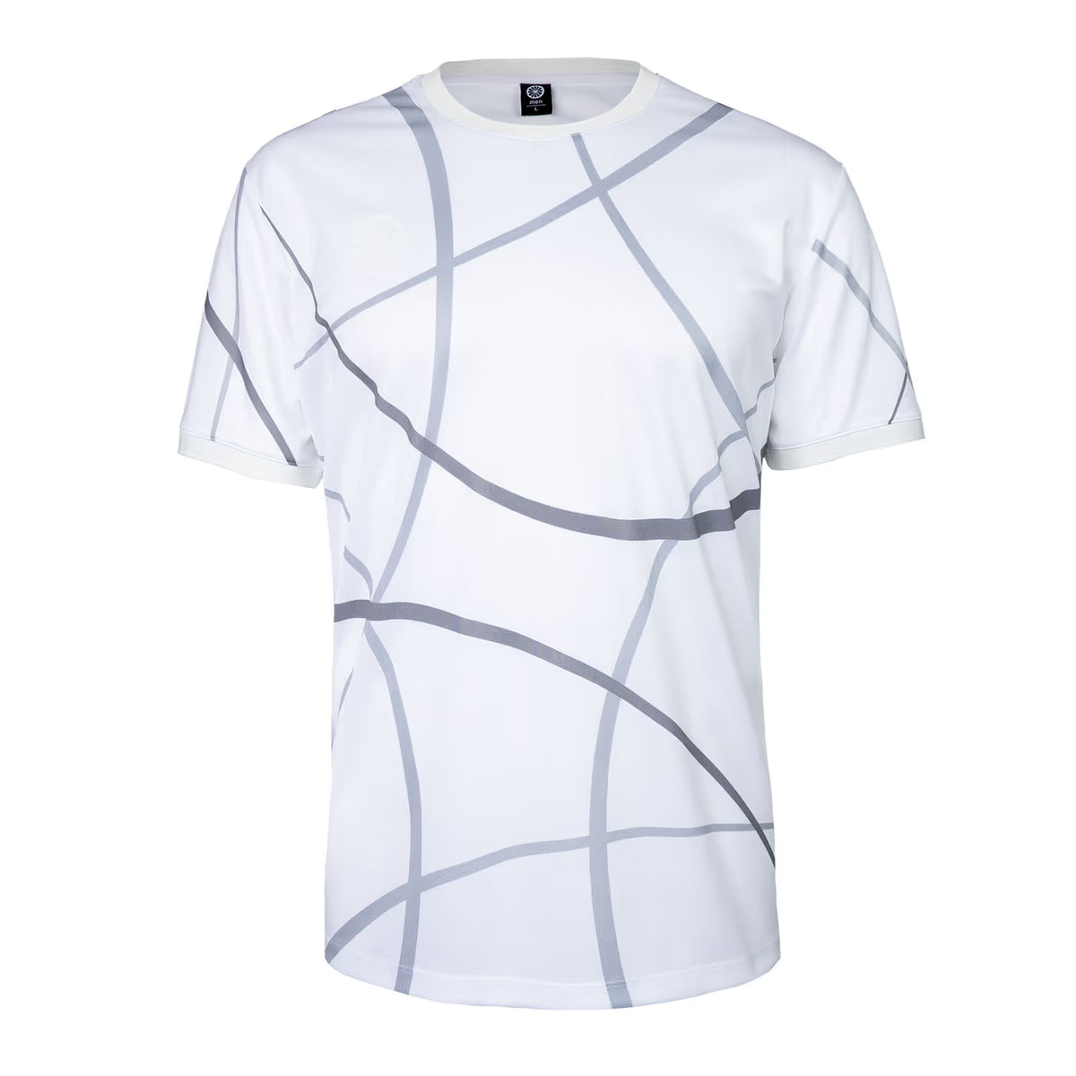 Indian Maharadja Smash T-shirt in wit met grijze lijnenprint, vooraanzicht