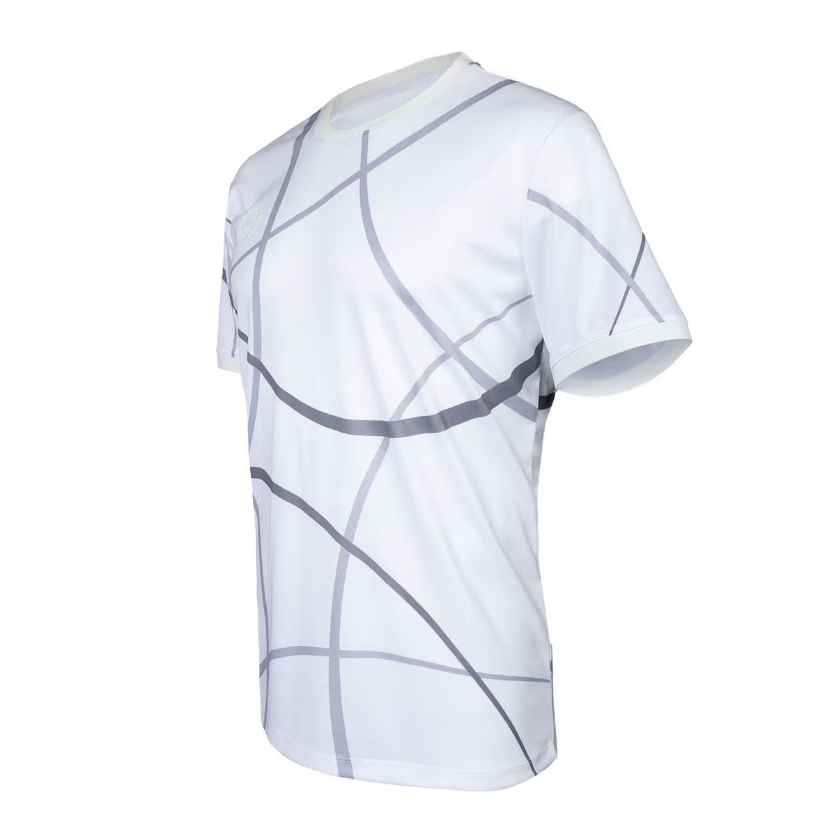 Schuin zijaanzicht van het Smash T-shirt met grijze lijnenprint
