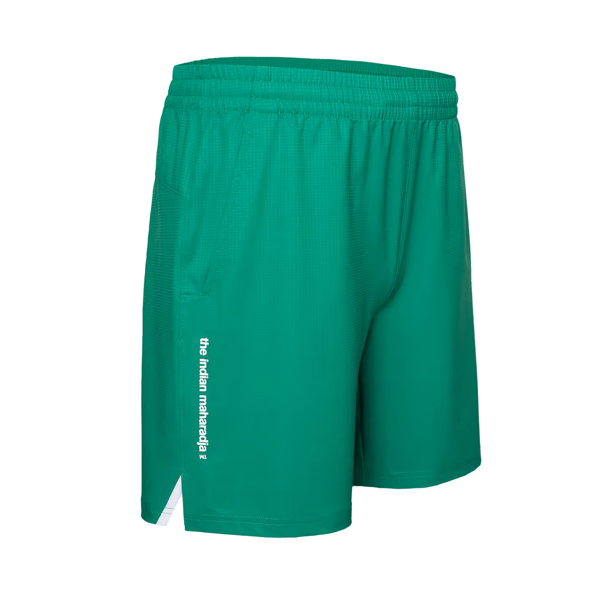 Zijaanzicht van de smaragdgroene Indian Maharadja Ripstop short met merknaam