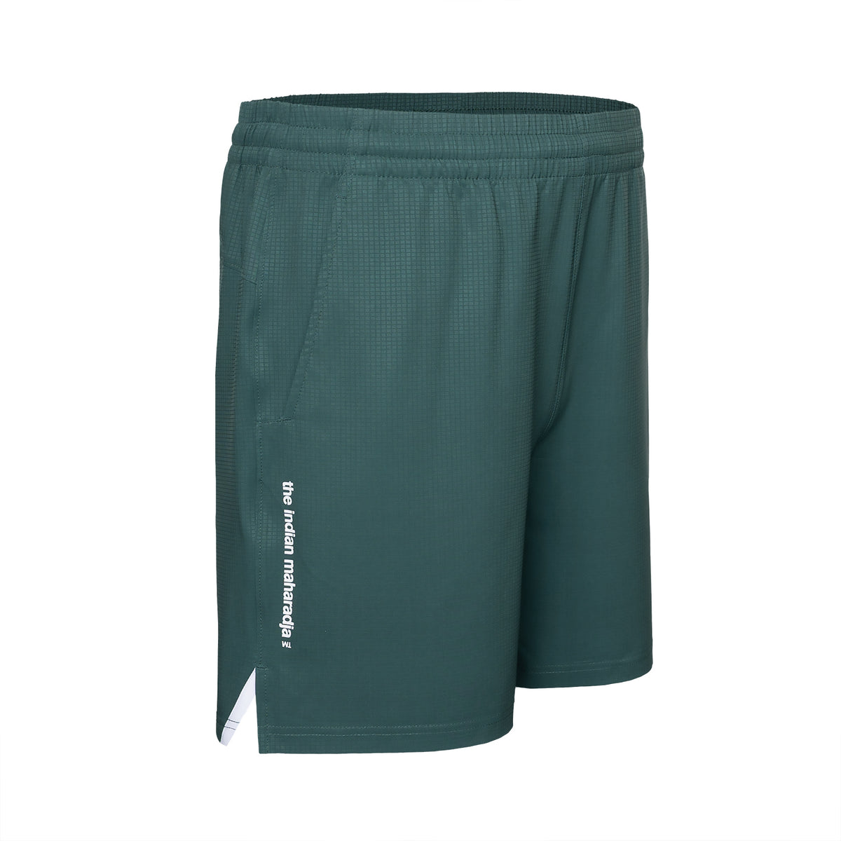 Zijaanzicht van de donkergroene Indian Maharadja Ripstop short met merknaam