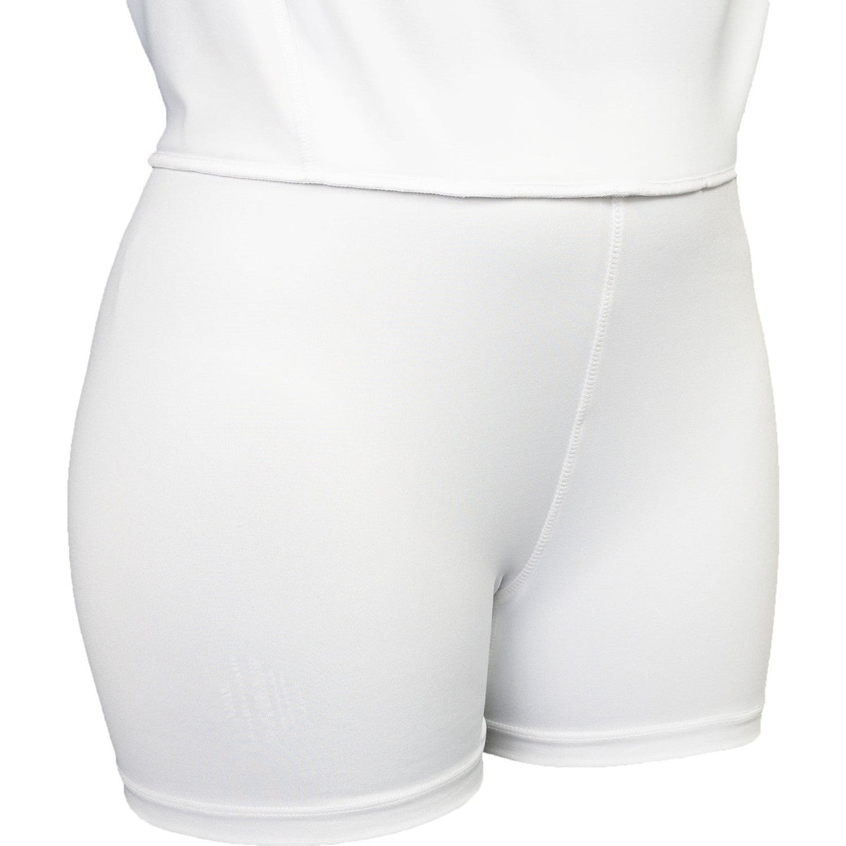 Detail van de witte ingenaaide binnenshort onder de JDH Carbon Pro meisjesrok